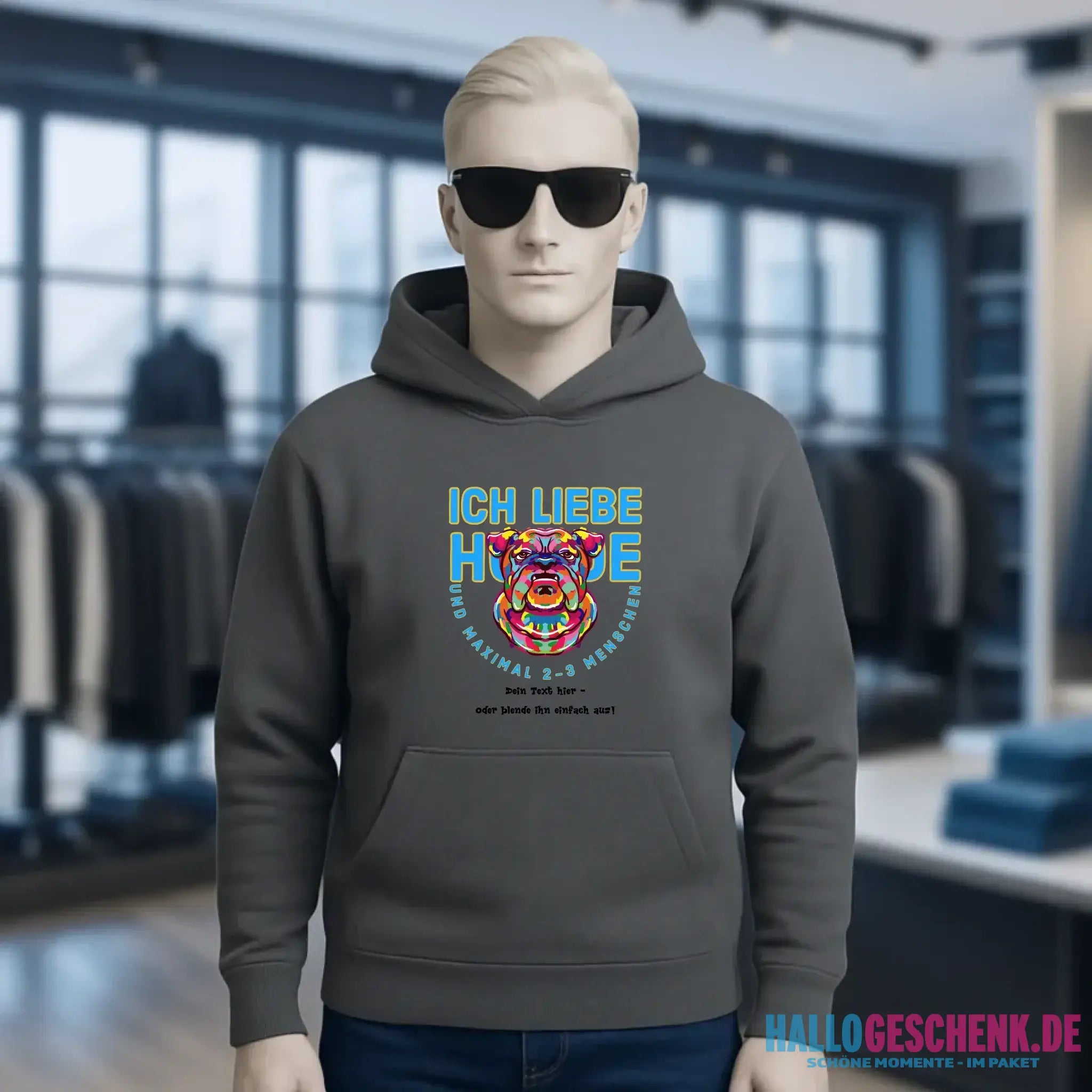 Ich liebe Hunde und 2-3 Menschen • Unisex Premium Hoodie XS-5XL aus Bio-Baumwolle für Damen & Herren • Exklusivdesign • personalisiert