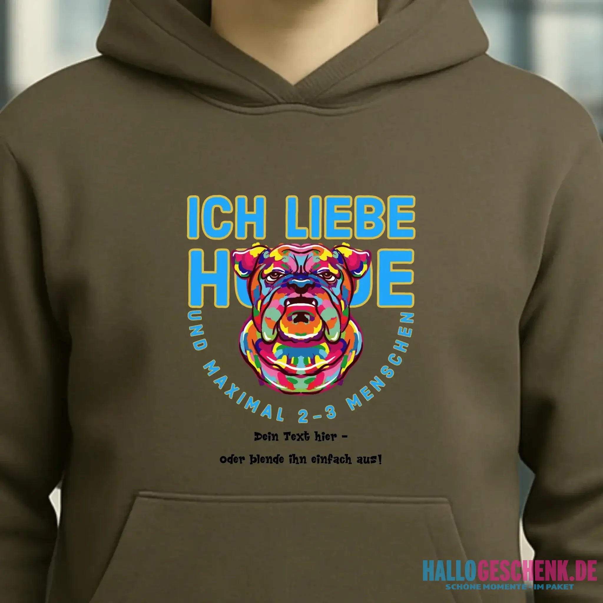 Ich liebe Hunde und 2-3 Menschen • Unisex Premium Hoodie XS-5XL aus Bio-Baumwolle für Damen & Herren • Exklusivdesign • personalisiert