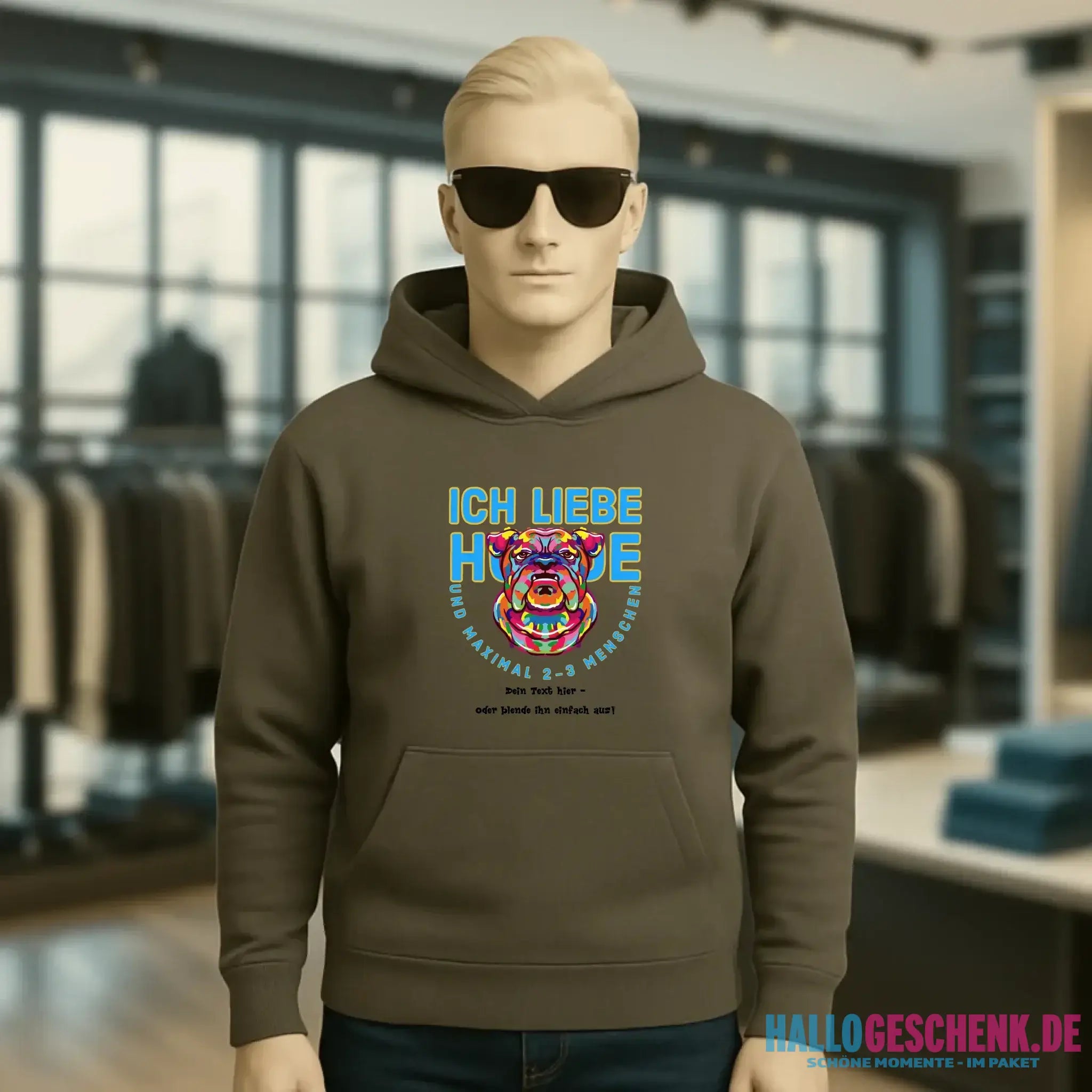 Ich liebe Hunde und 2-3 Menschen • Unisex Premium Hoodie XS-5XL aus Bio-Baumwolle für Damen & Herren • Exklusivdesign • personalisiert