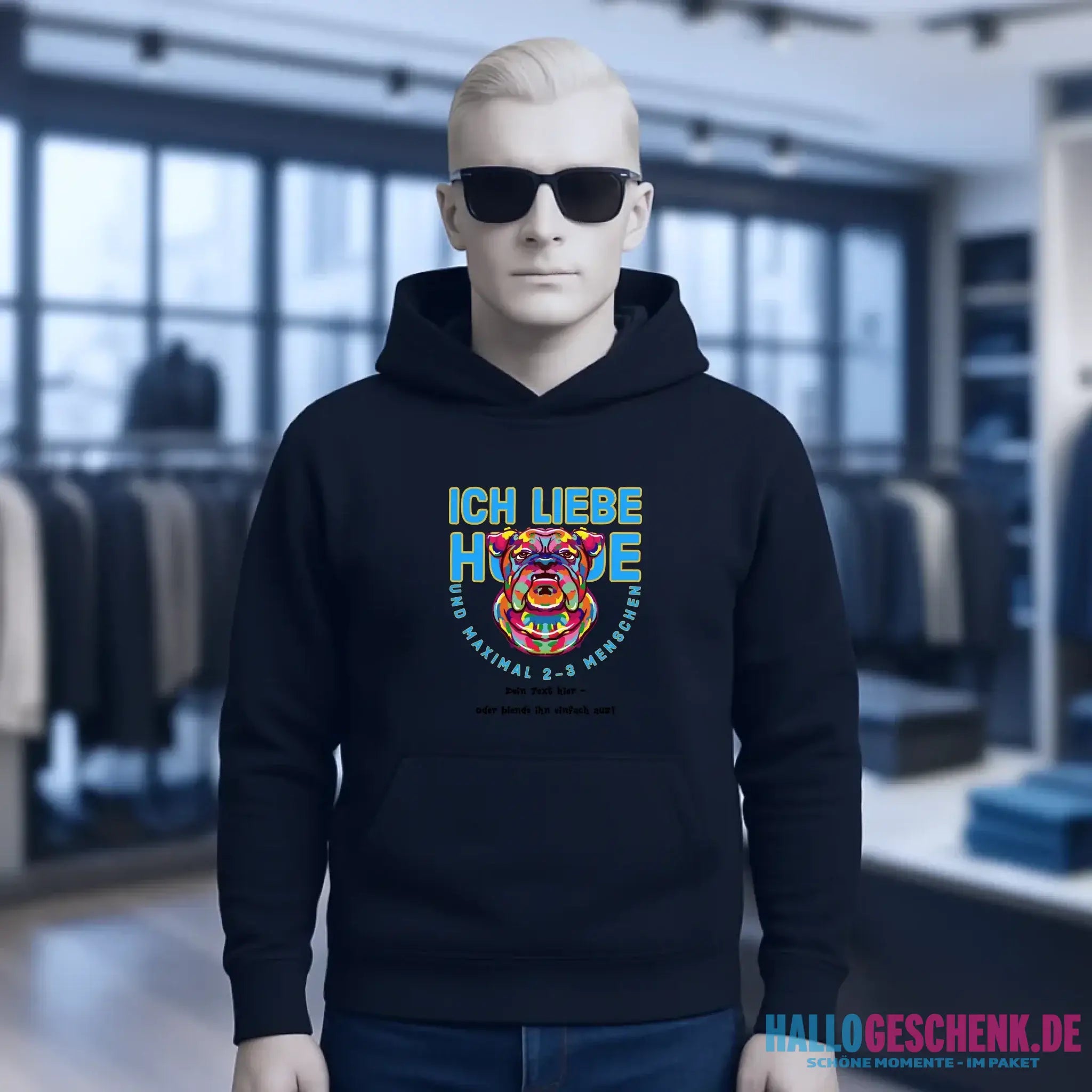 Ich liebe Hunde und 2-3 Menschen • Unisex Premium Hoodie XS-5XL aus Bio-Baumwolle für Damen & Herren • Exklusivdesign • personalisiert