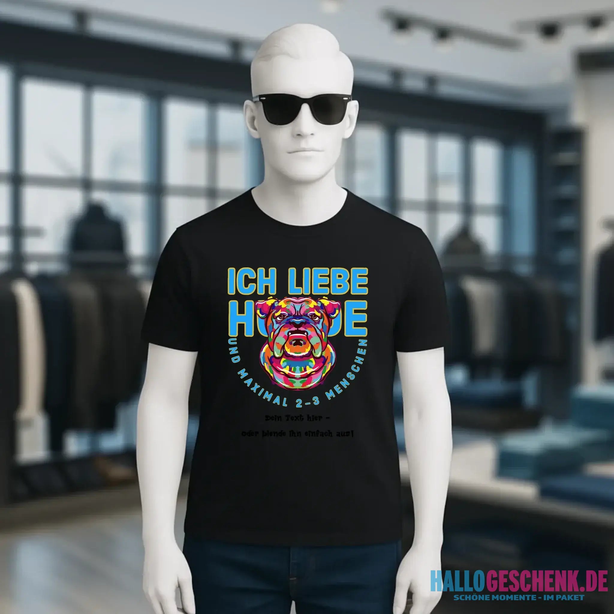 Ich liebe Hunde und 2-3 Menschen • Unisex Premium T-Shirt XS-5XL aus Bio-Baumwolle für Damen & Herren • Exklusivdesign • personalisiert