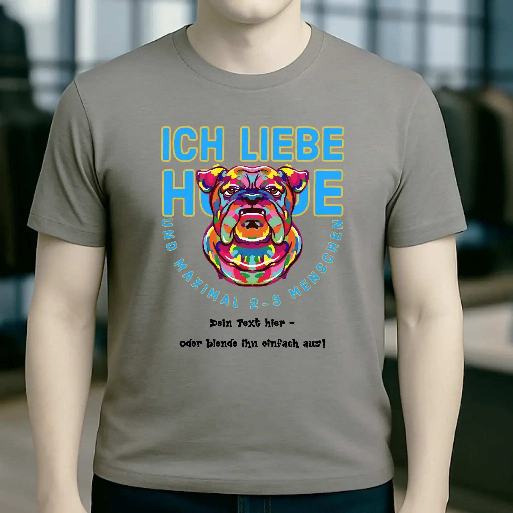 Ich liebe Hunde und 2-3 Menschen • Unisex Premium T-Shirt XS-5XL aus Bio-Baumwolle für Damen & Herren • Exklusivdesign • personalisiert