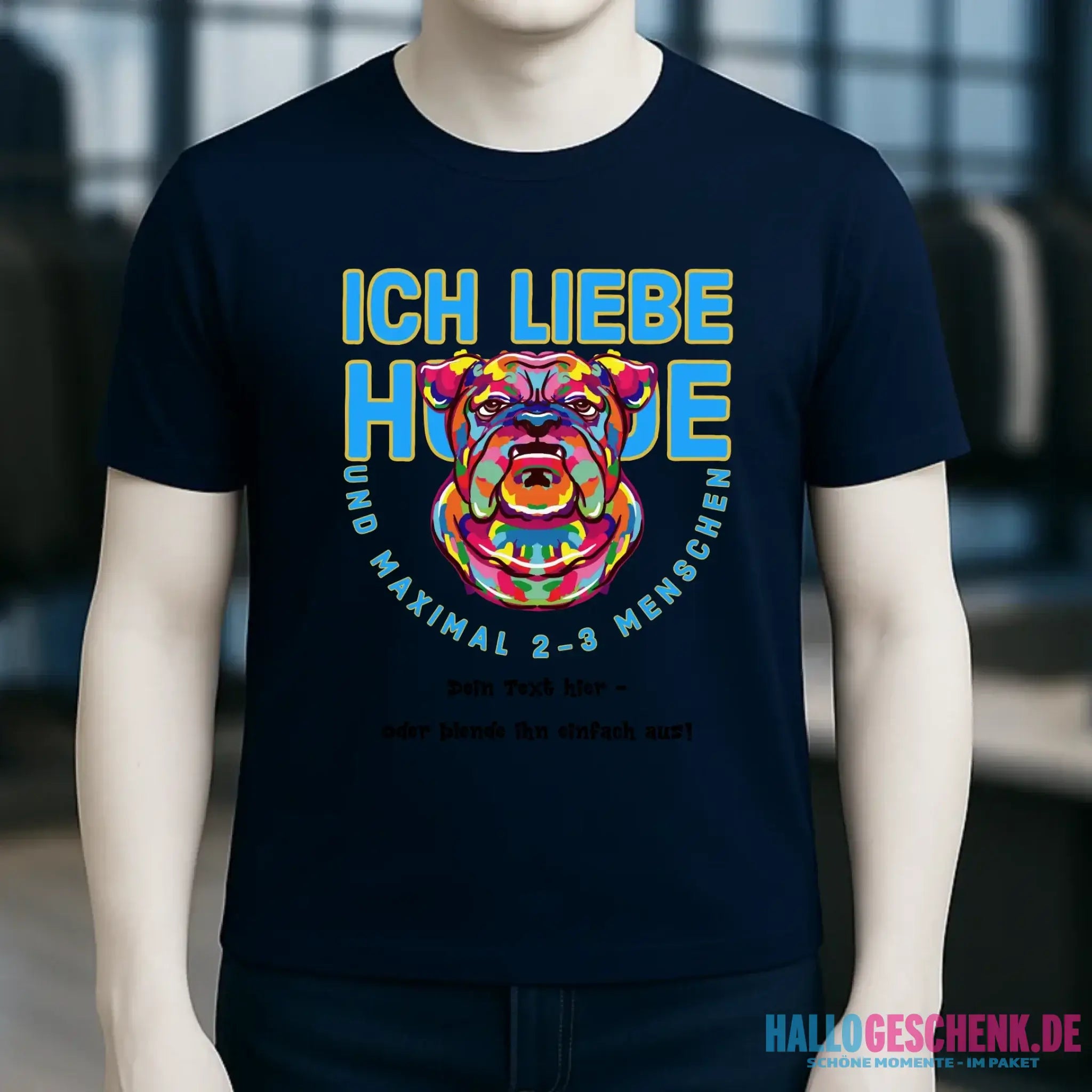 Ich liebe Hunde und 2-3 Menschen • Unisex Premium T-Shirt XS-5XL aus Bio-Baumwolle für Damen & Herren • Exklusivdesign • personalisiert