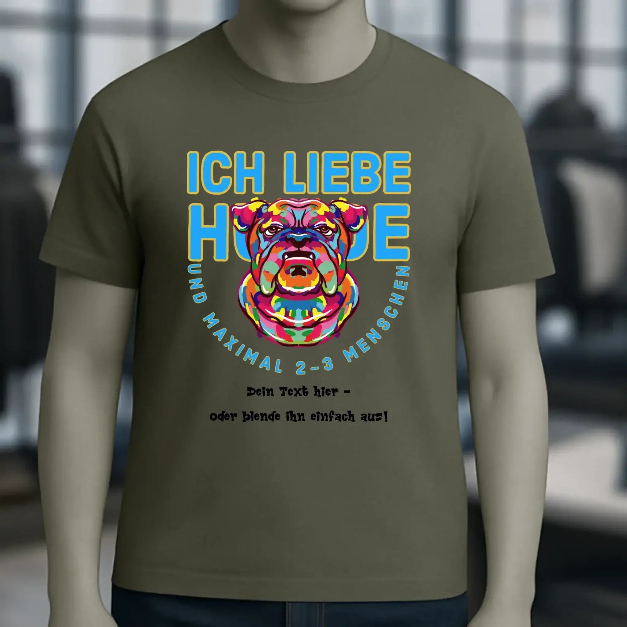 Ich liebe Hunde und 2-3 Menschen • Unisex Premium T-Shirt XS-5XL aus Bio-Baumwolle für Damen & Herren • Exklusivdesign • personalisiert