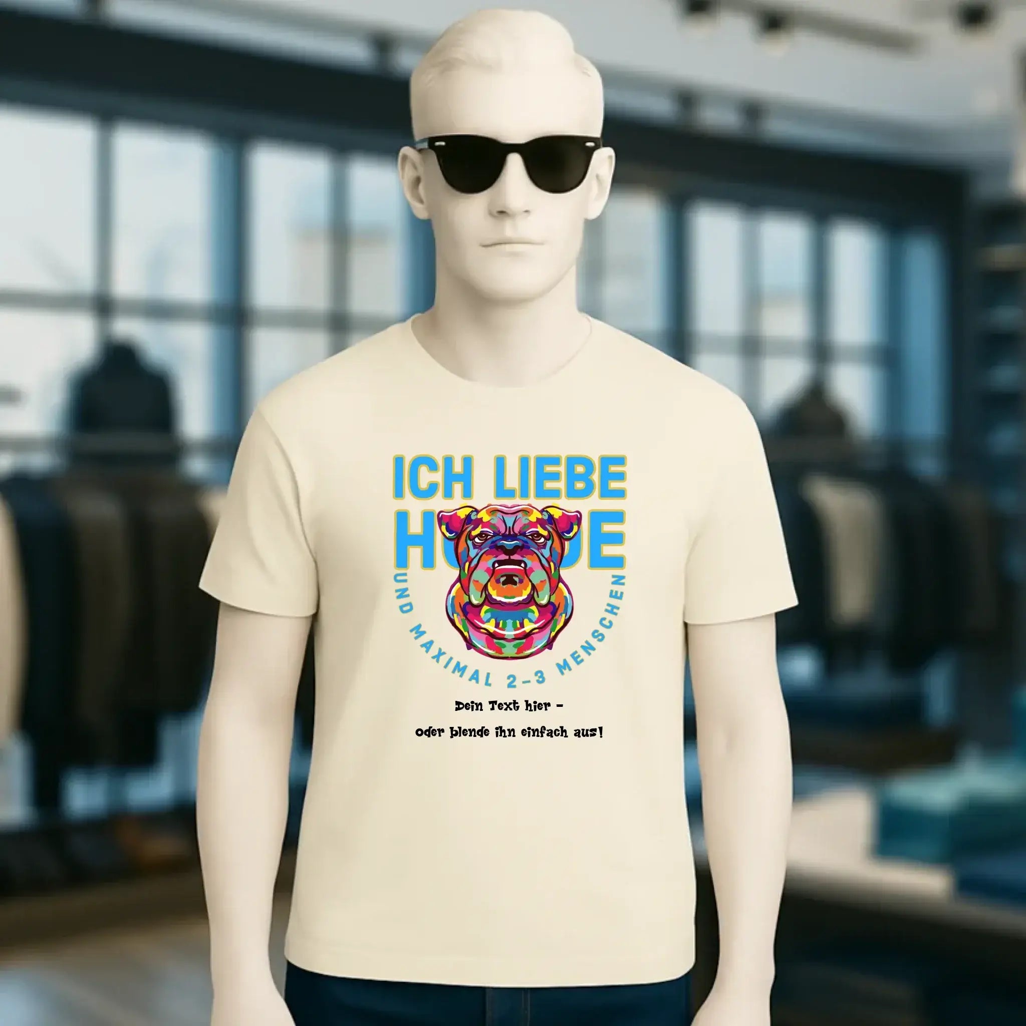 Ich liebe Hunde und 2-3 Menschen • Unisex Premium T-Shirt XS-5XL aus Bio-Baumwolle für Damen & Herren • Exklusivdesign • personalisiert