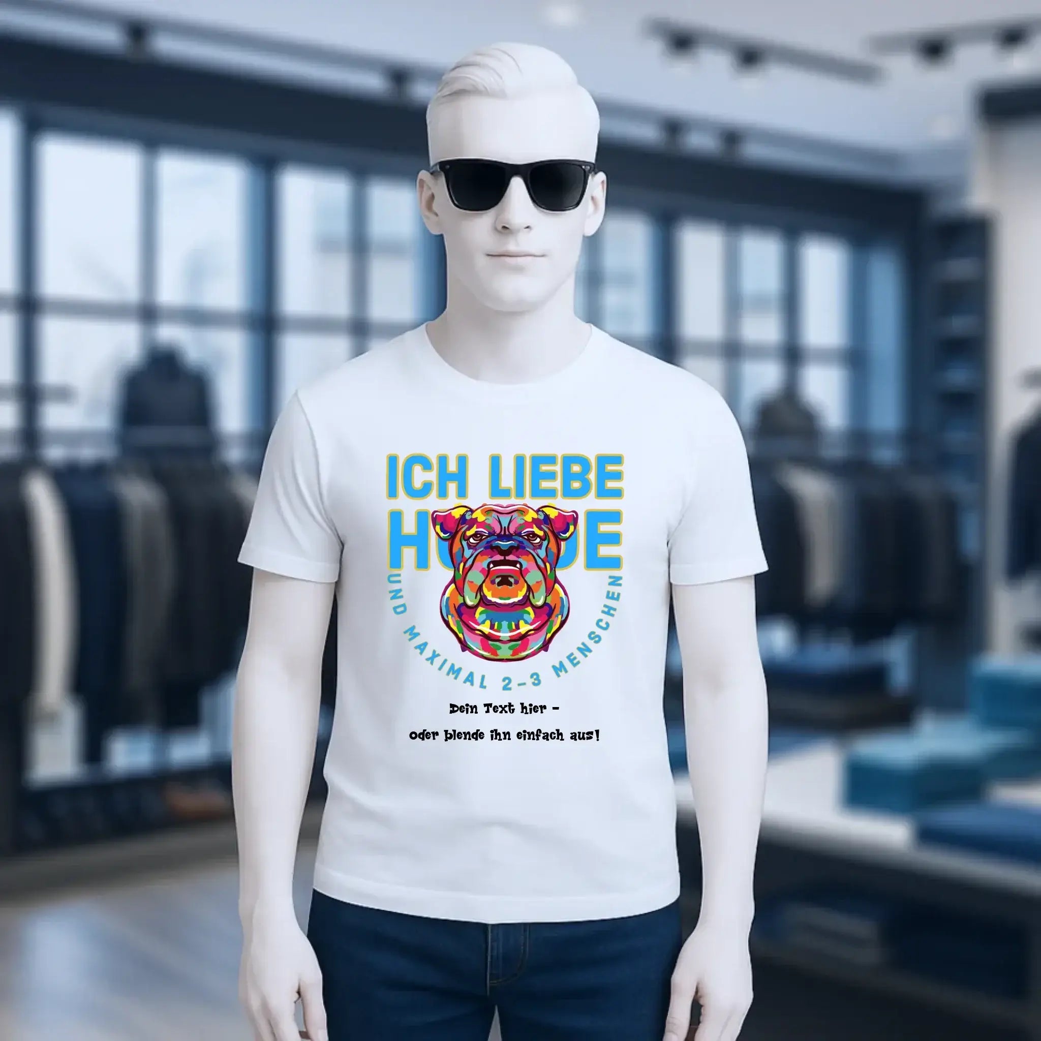 Ich liebe Hunde und 2-3 Menschen • Unisex Premium T-Shirt XS-5XL aus Bio-Baumwolle für Damen & Herren • Exklusivdesign • personalisiert