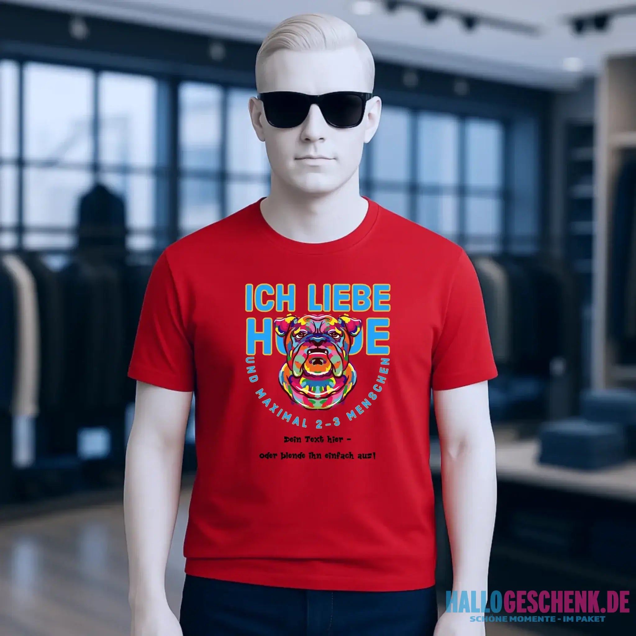 Ich liebe Hunde und 2-3 Menschen • Unisex Premium T-Shirt XS-5XL aus Bio-Baumwolle für Damen & Herren • Exklusivdesign • personalisiert