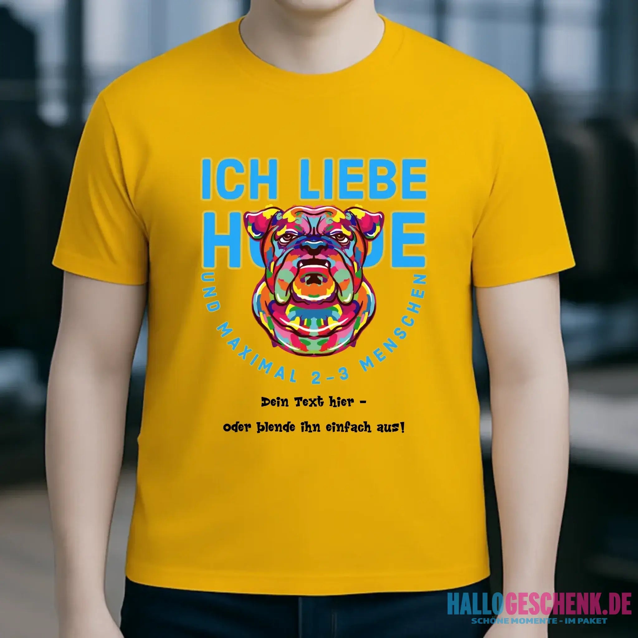 Ich liebe Hunde und 2-3 Menschen • Unisex Premium T-Shirt XS-5XL aus Bio-Baumwolle für Damen & Herren • Exklusivdesign • personalisiert