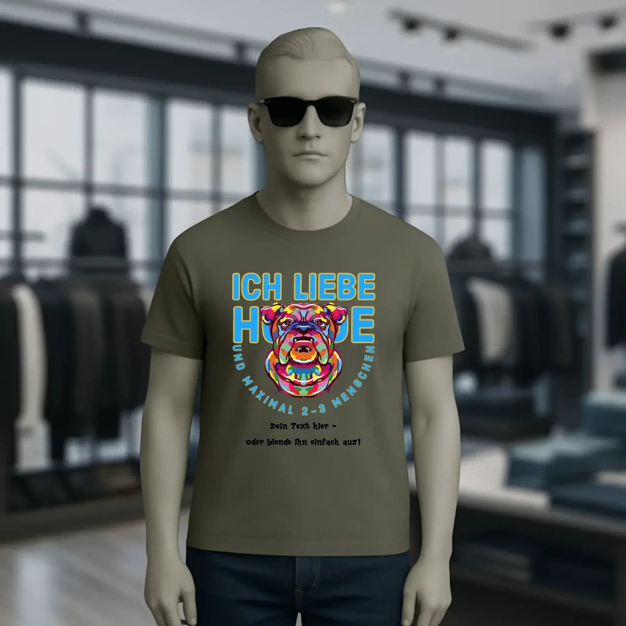 Ich liebe Hunde und 2-3 Menschen • Unisex Premium T-Shirt XS-5XL aus Bio-Baumwolle für Damen & Herren • Exklusivdesign • personalisiert