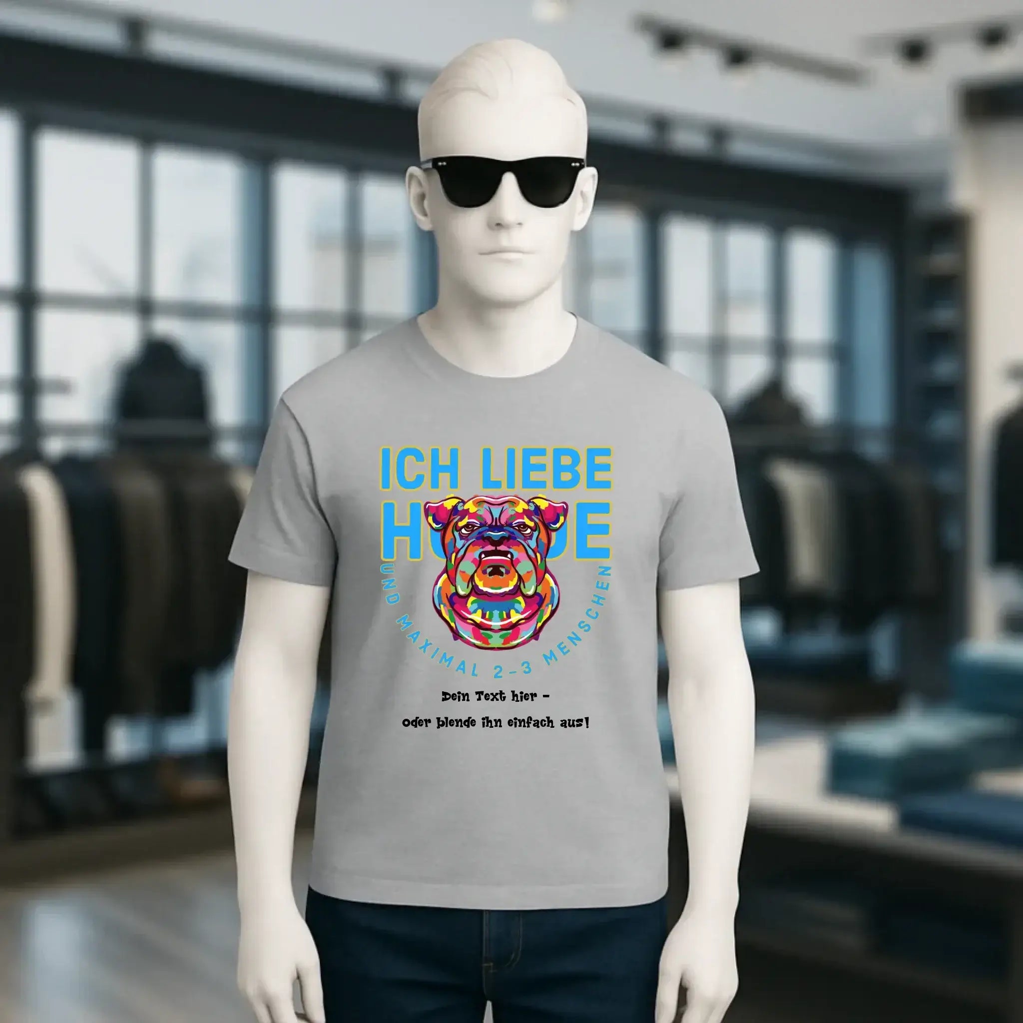 Ich liebe Hunde und 2-3 Menschen • Unisex Premium T-Shirt XS-5XL aus Bio-Baumwolle für Damen & Herren • Exklusivdesign • personalisiert