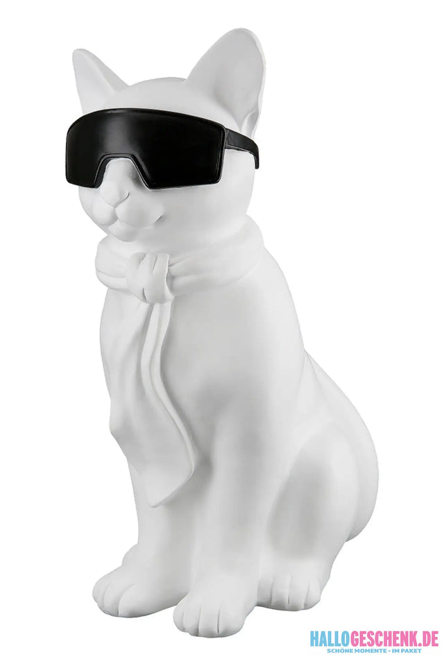 igur: Katze „Hero Cat“ • Kunstharz • Weiß • 35×18×24,5 cm • Gilde - Figur