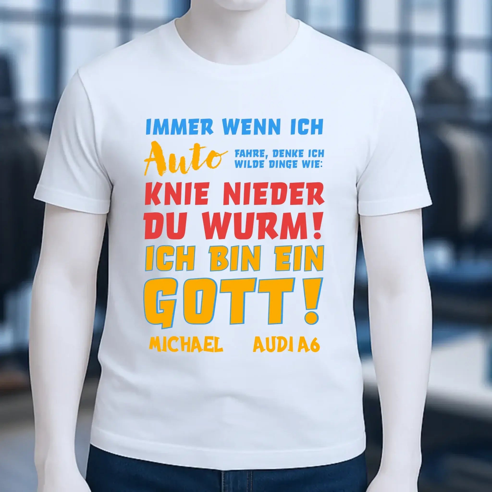 Immer wenn ich Auto • Gott • Unisex Premium T-Shirt XS-5XL aus Bio-Baumwolle für Damen & Herren • Exklusivdesign • personalisiert