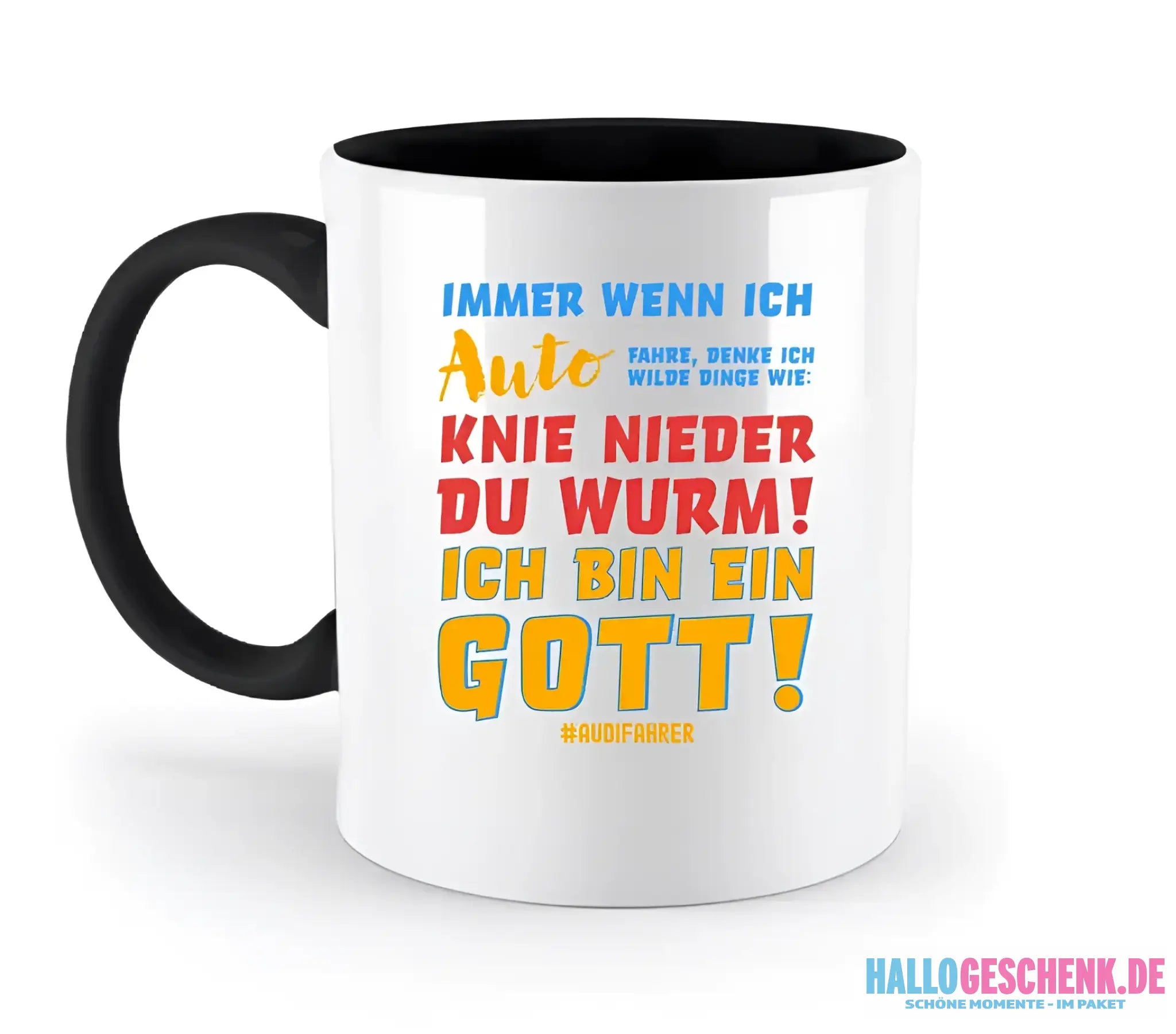 Immer wenn ich Auto & Gott • zweifarbige Tasse • Exklusivdesign • personalisiert