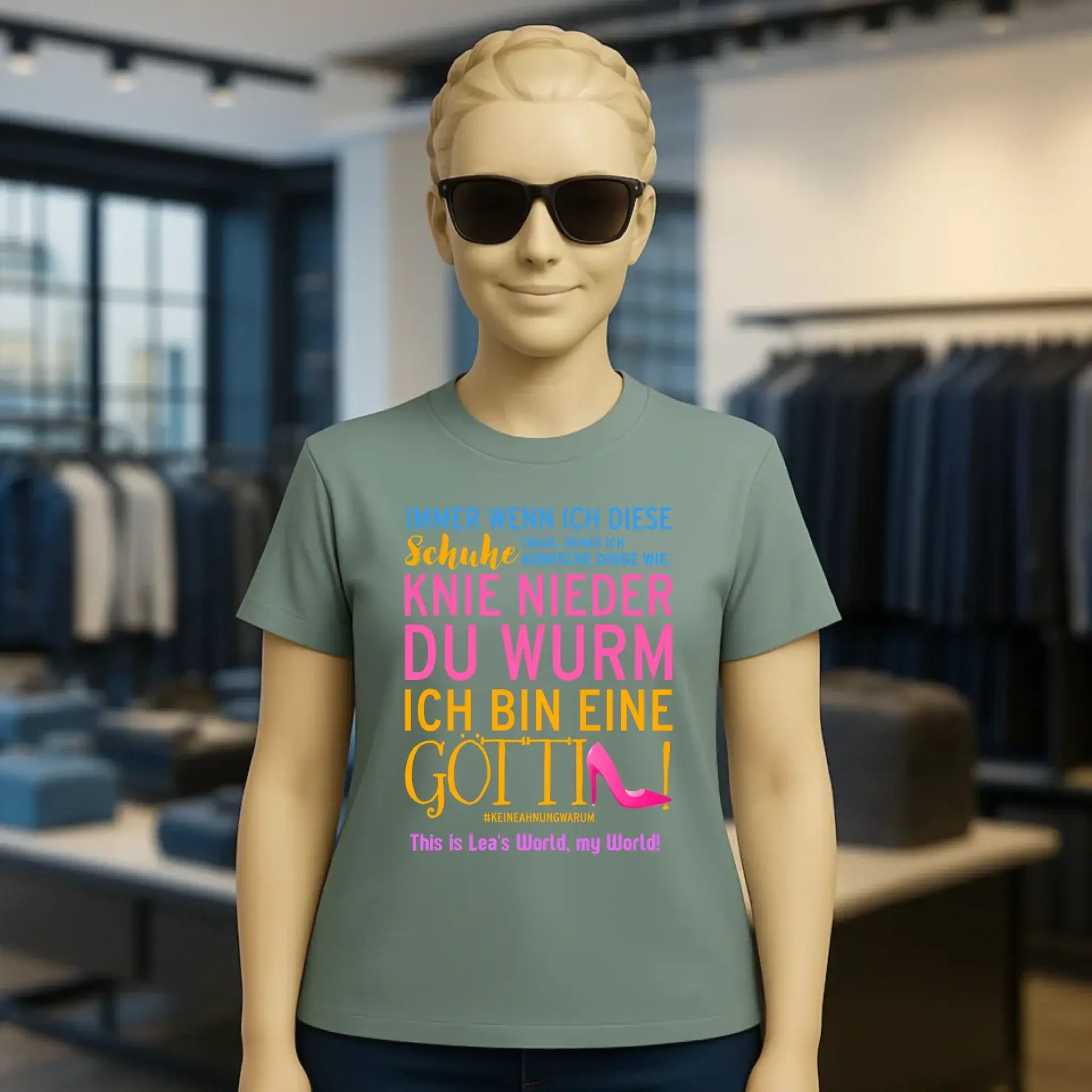 Immer wenn ich Schuhe • Göttin • 4 Versionen • Ladies Premium T-Shirt XS-2XL aus Bio-Baumwolle für Damen • Exklusivdesign • personalisiert