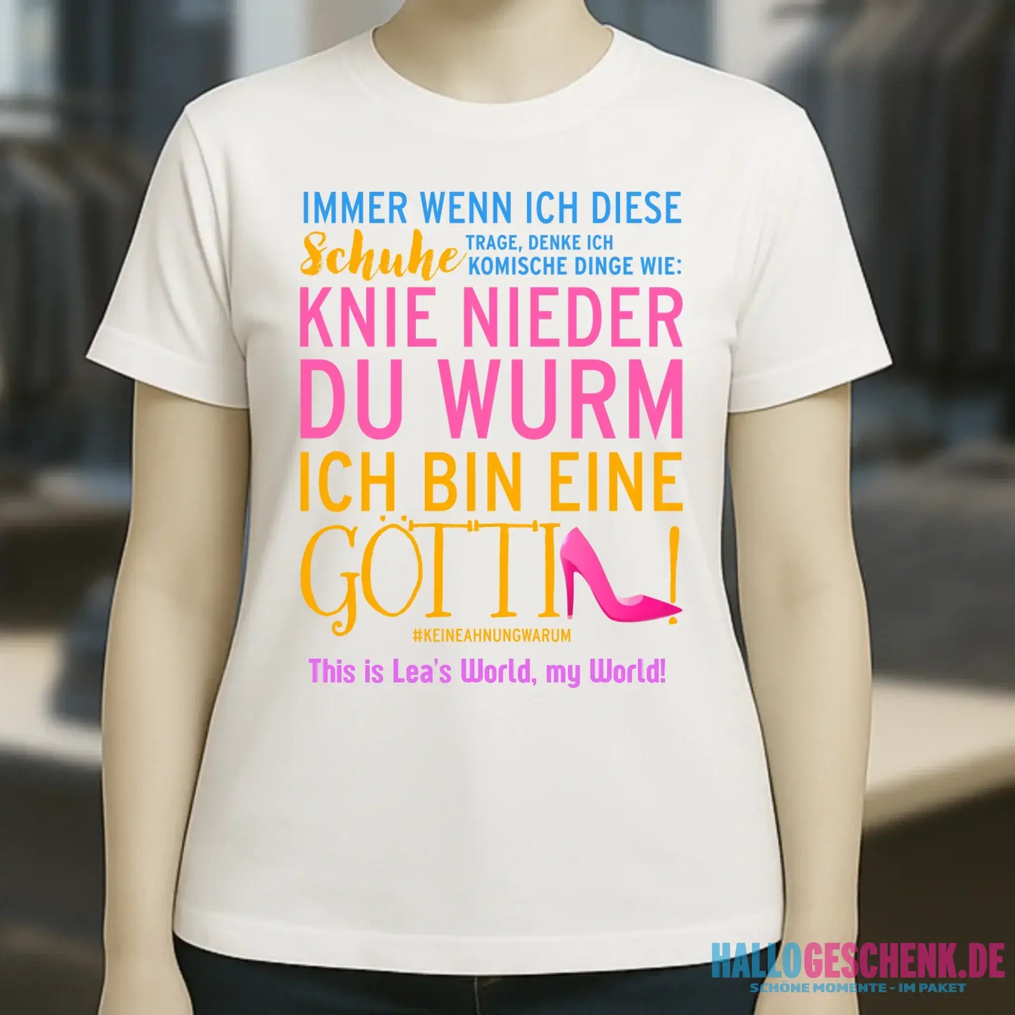 Immer wenn ich Schuhe • Göttin • 4 Versionen • Ladies Premium T-Shirt XS-2XL aus Bio-Baumwolle für Damen • Exklusivdesign • personalisiert