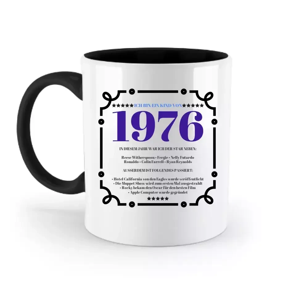 JAHRESZAHL DESIGNER personalisierbar : Zweifarbige Tasse 330ml