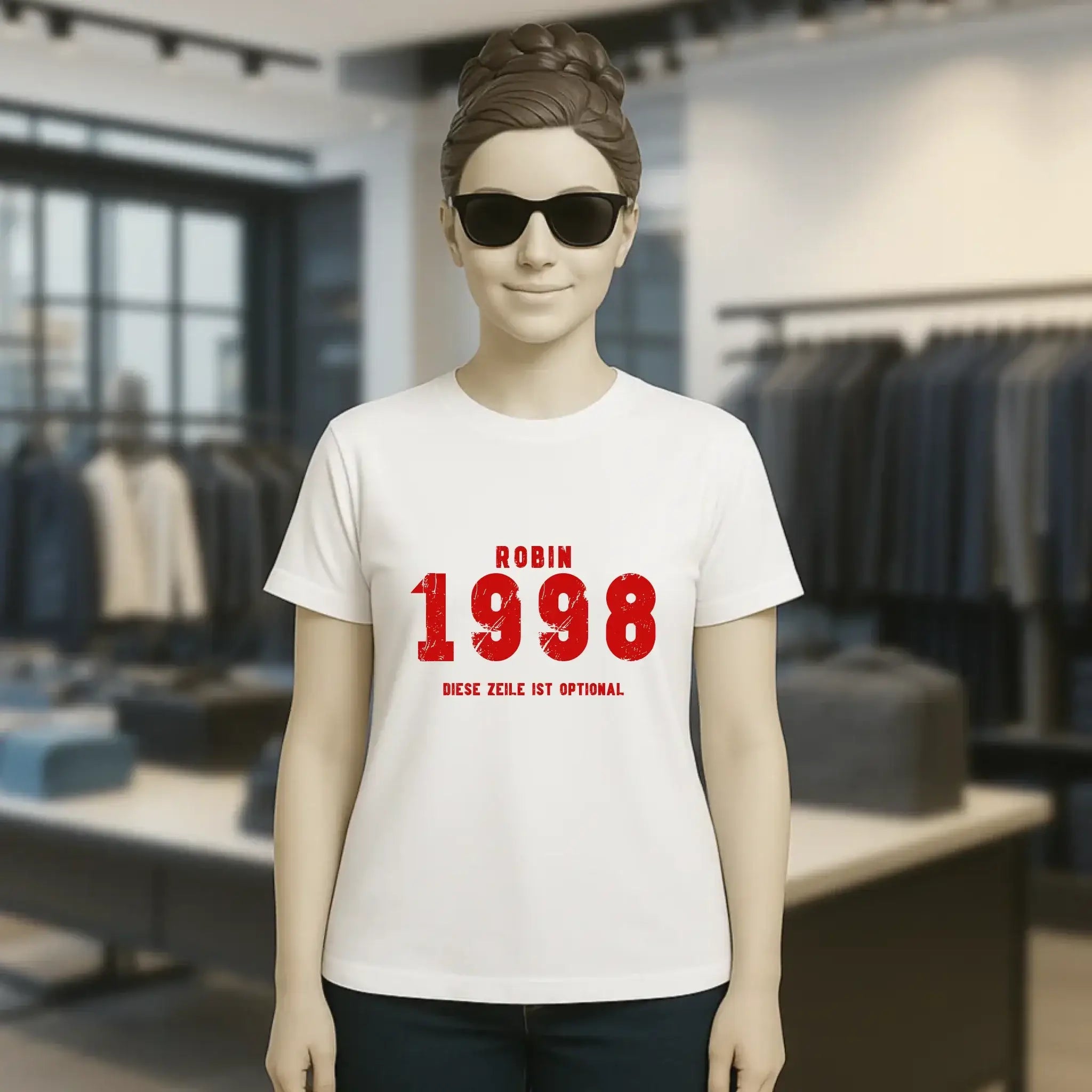 JAHRGANG mit NAME + WUNSCHTEXT • Ladies Premium T-Shirt XS-2XL aus Bio-Baumwolle für Damen • Exklusivdesign • personalisiert