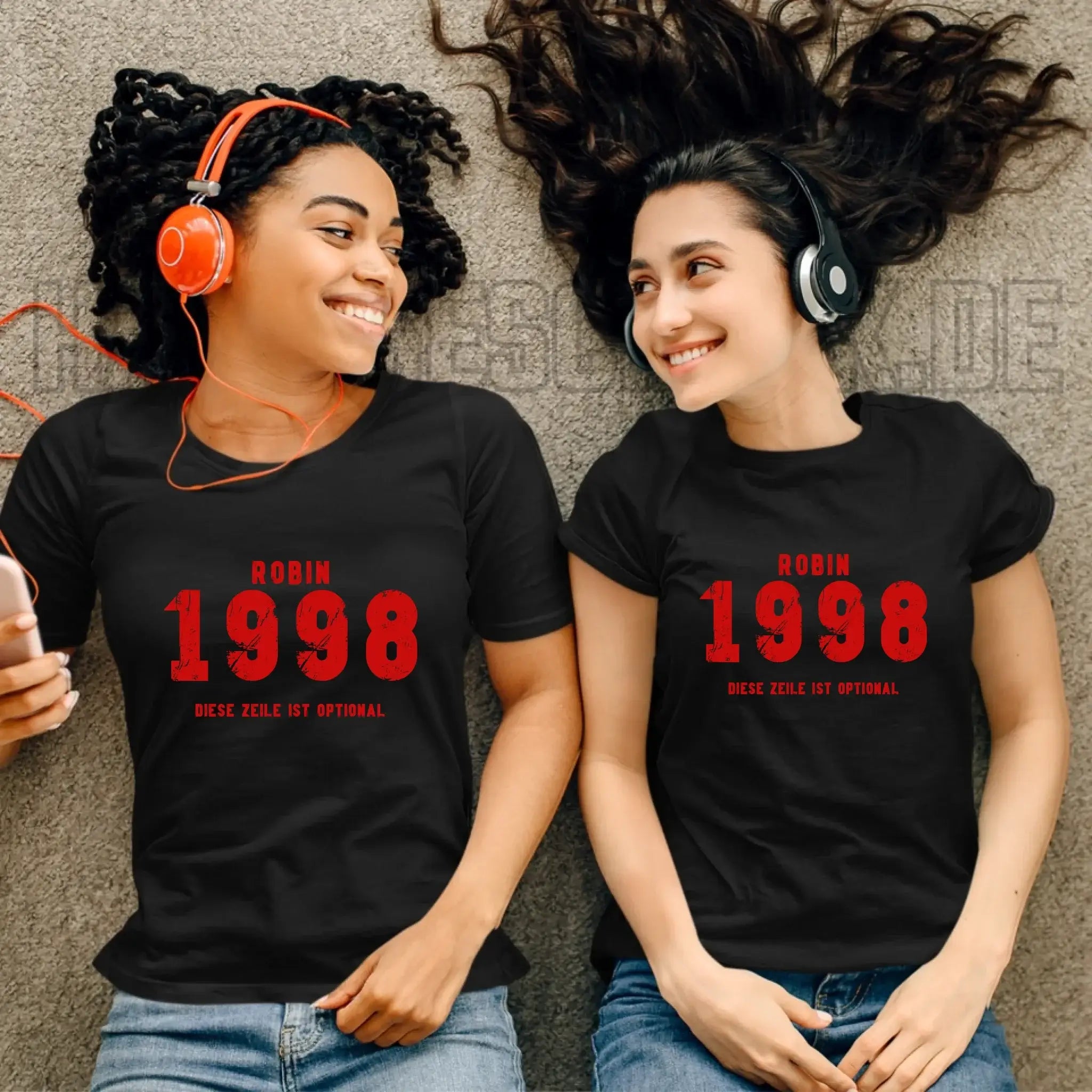 JAHRGANG mit NAME + WUNSCHTEXT • Ladies Premium T-Shirt XS-2XL aus Bio-Baumwolle für Damen • Exklusivdesign • personalisiert