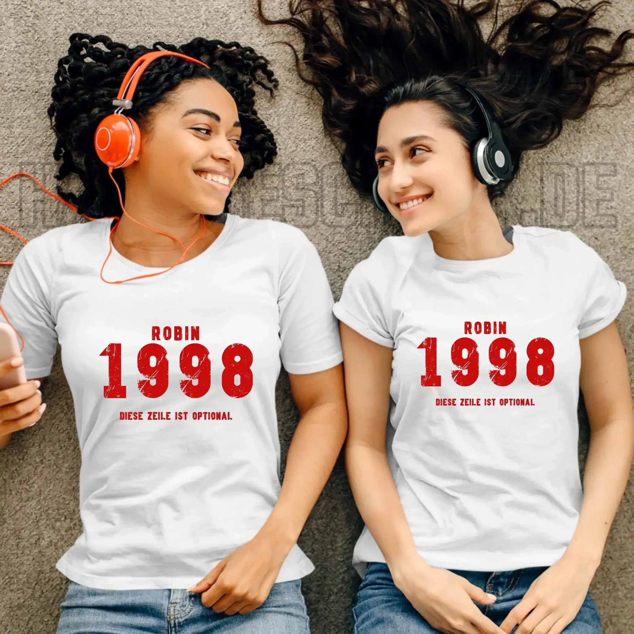 JAHRGANG mit NAME + WUNSCHTEXT • Ladies Premium T-Shirt XS-2XL aus Bio-Baumwolle für Damen • Exklusivdesign • personalisiert