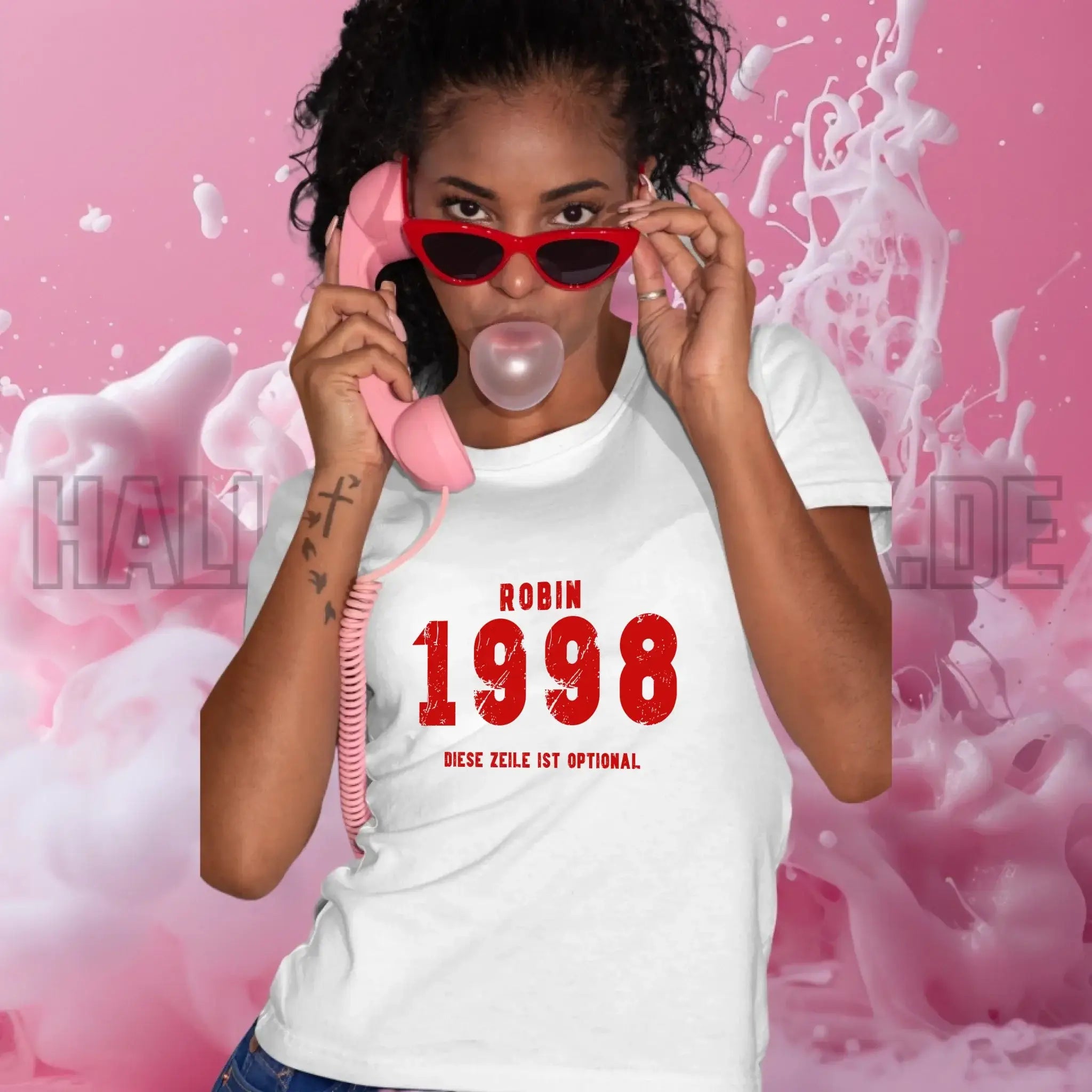 JAHRGANG mit NAME + WUNSCHTEXT • Ladies Premium T-Shirt XS-2XL aus Bio-Baumwolle für Damen • Exklusivdesign • personalisiert