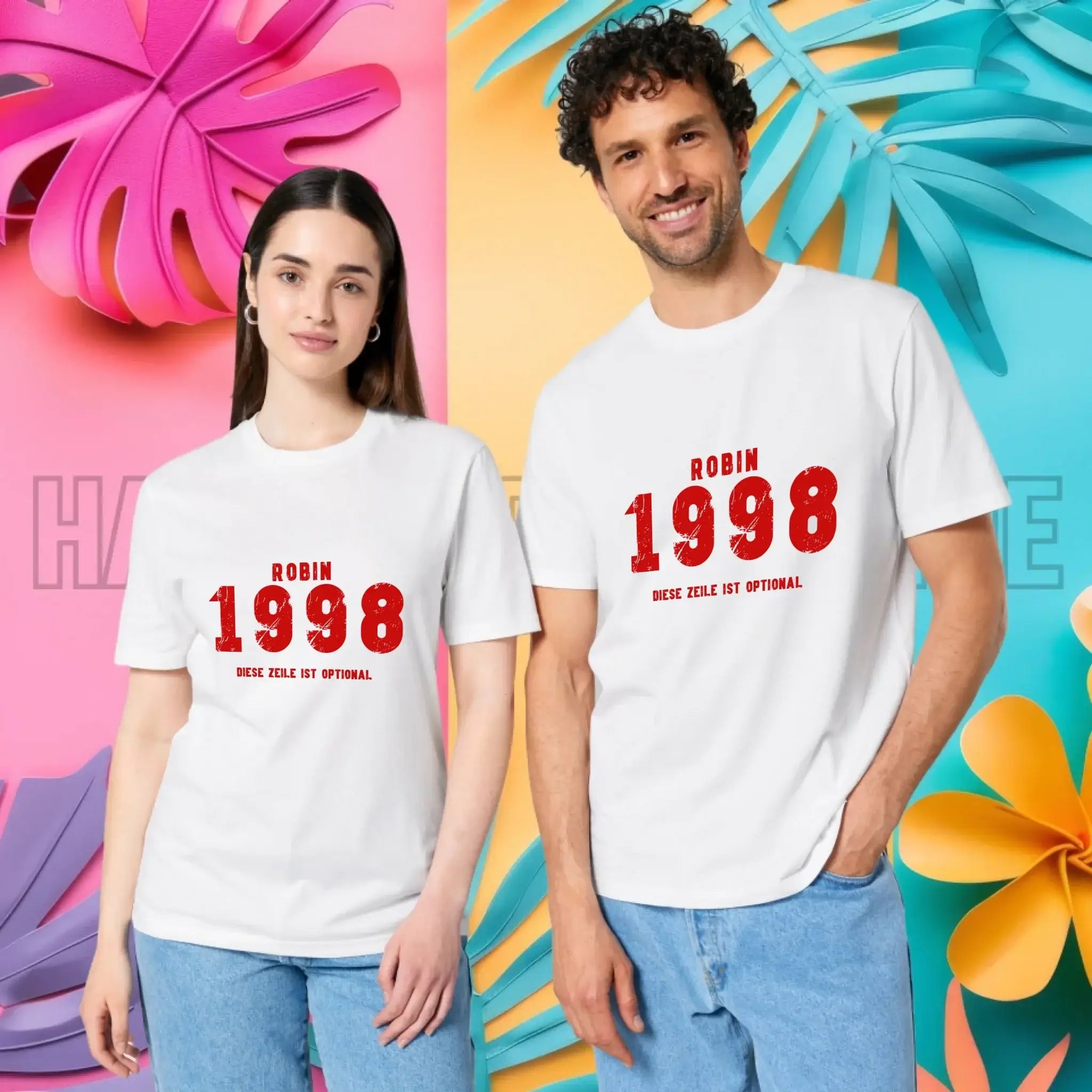 JAHRGANG mit NAME + WUNSCHTEXT • Unisex Premium T-Shirt XS-5XL aus Bio-Baumwolle für Damen & Herren • Exklusivdesign • personalisiert