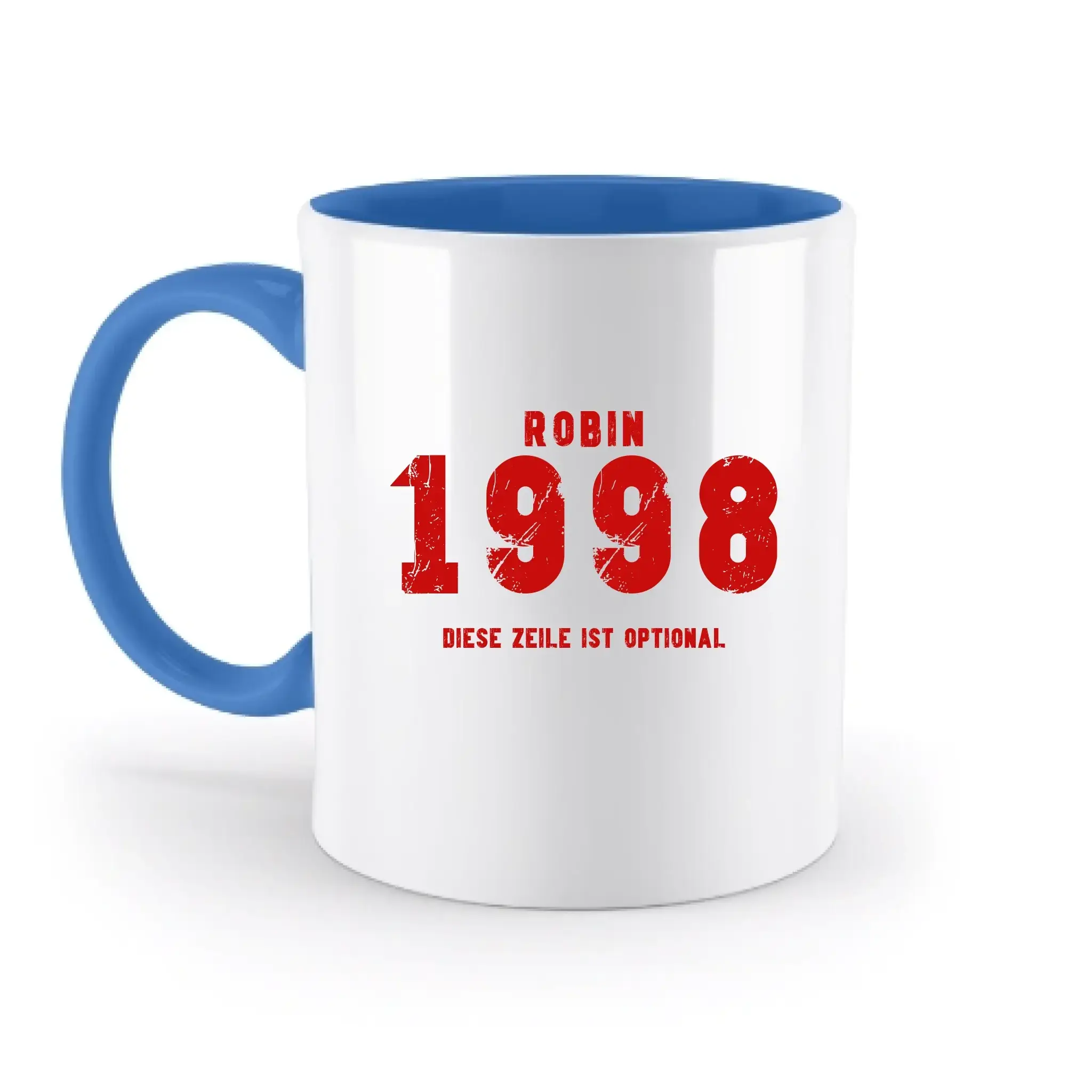 JAHRGANG mit NAME + WUNSCHTEXT • zweifarbige Tasse • Exklusivdesign • personalisiert