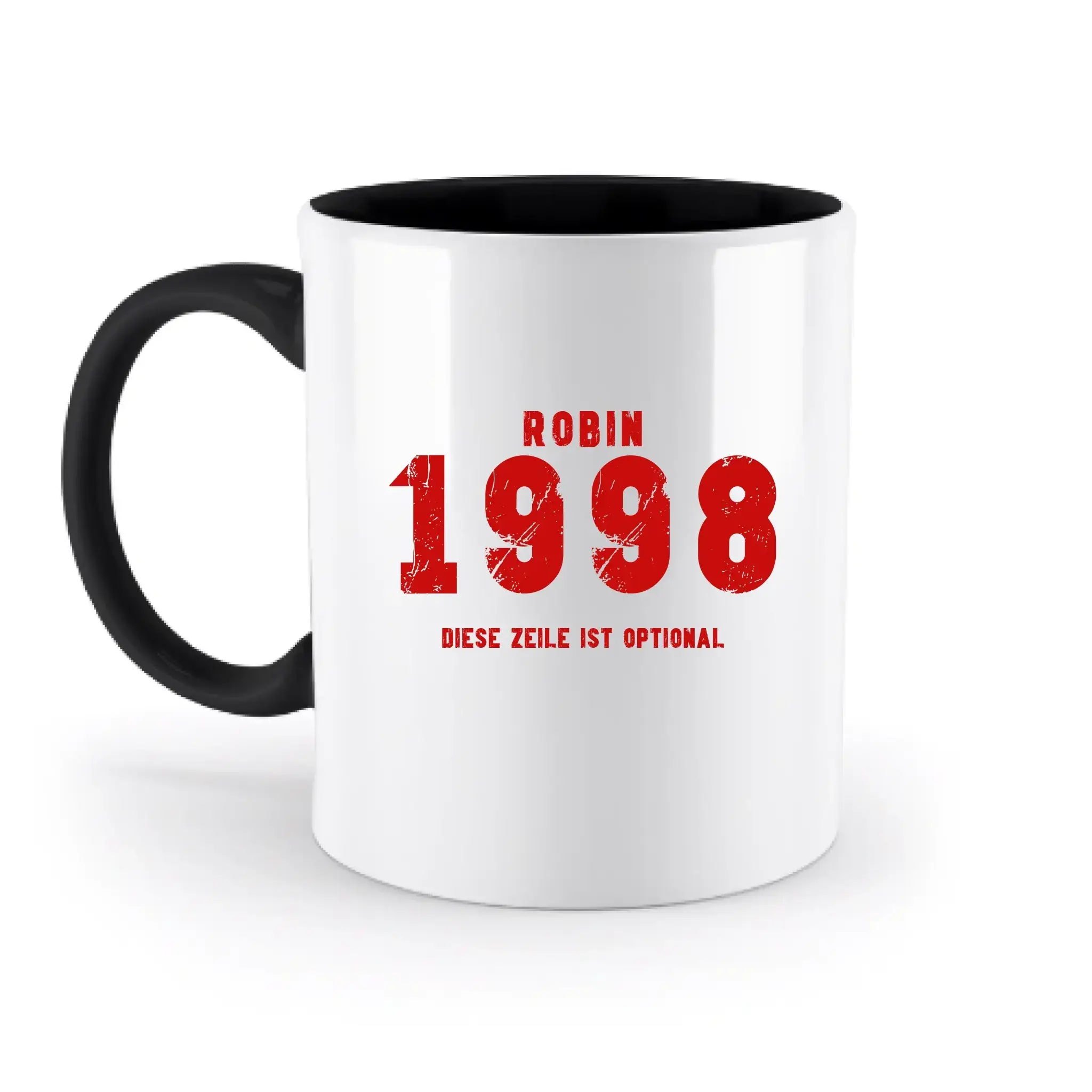 JAHRGANG mit NAME + WUNSCHTEXT • zweifarbige Tasse • Exklusivdesign • personalisiert