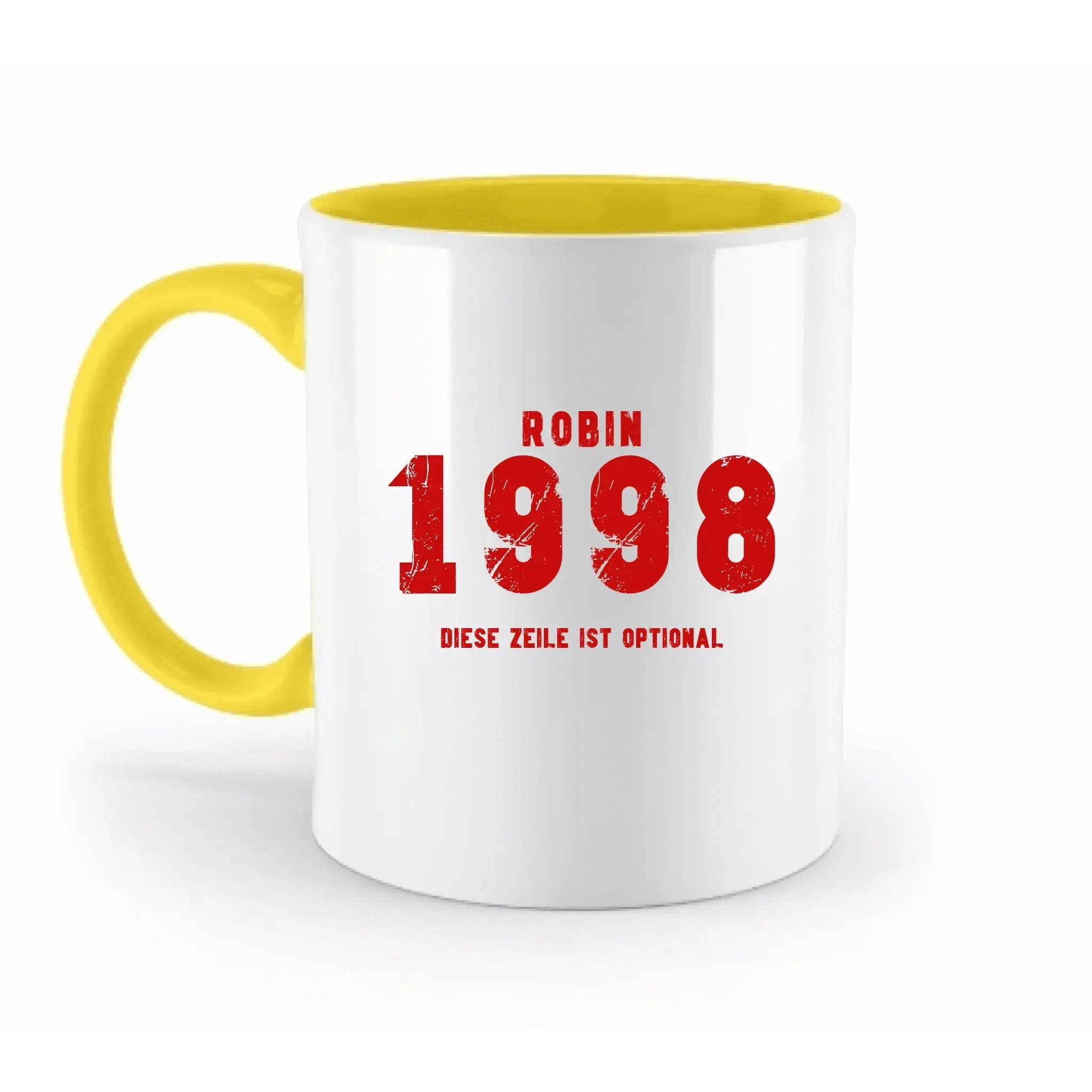 JAHRGANG mit NAME + WUNSCHTEXT • zweifarbige Tasse • Exklusivdesign • personalisiert