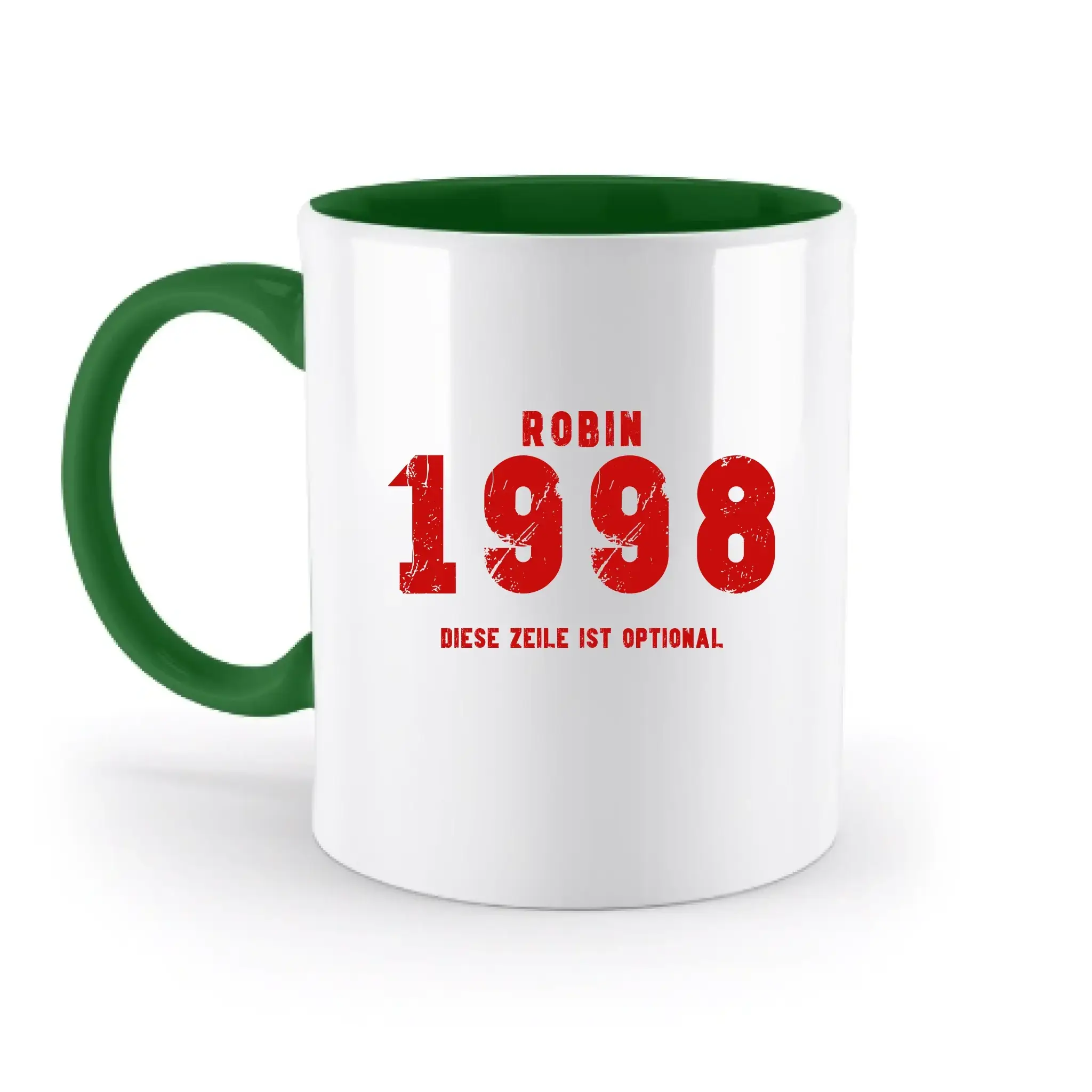 JAHRGANG mit NAME + WUNSCHTEXT • zweifarbige Tasse • Exklusivdesign • personalisiert