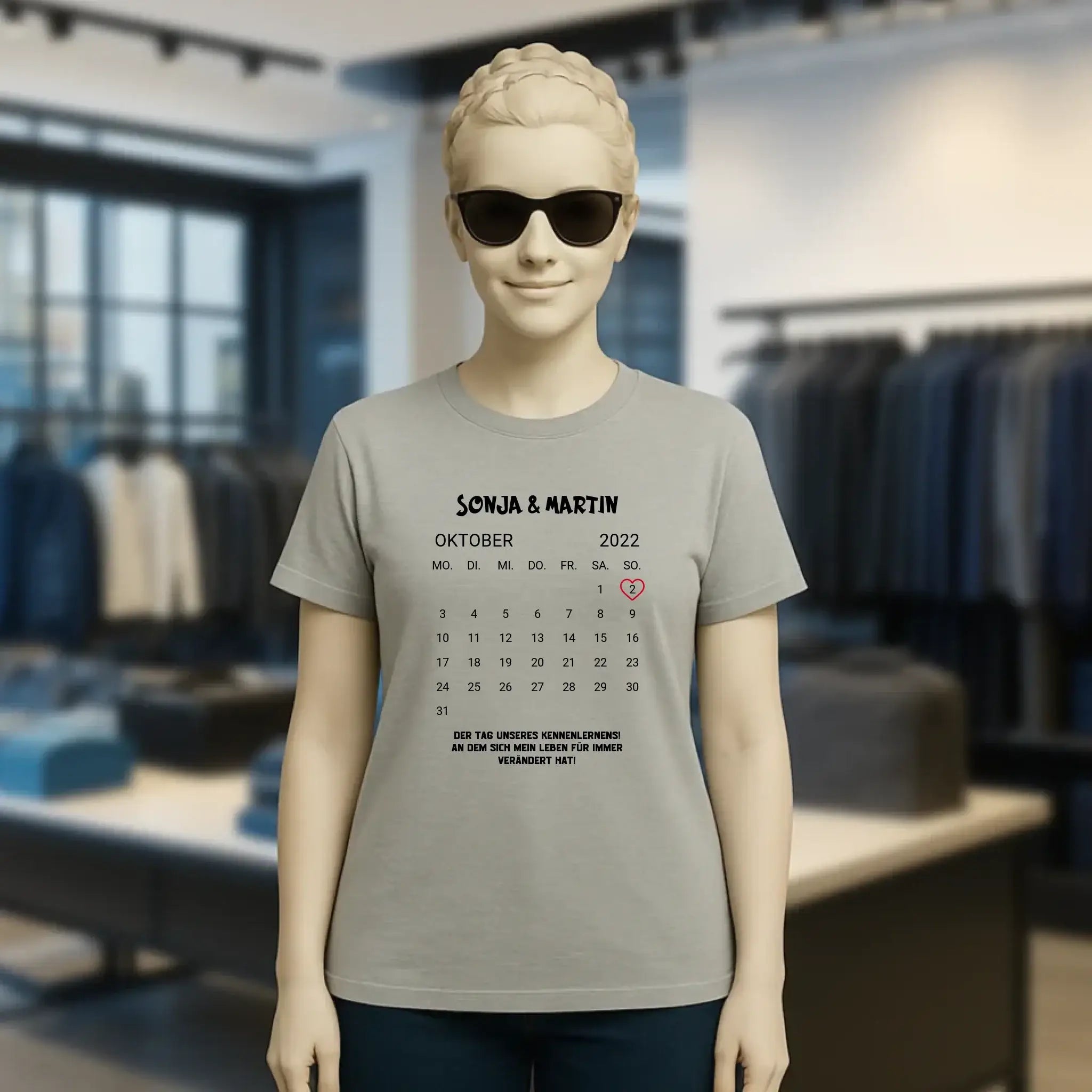 KALENDER-MOTIV mit Datum & Wunschtext • Damen T-Shirt • Bio • personalisiert