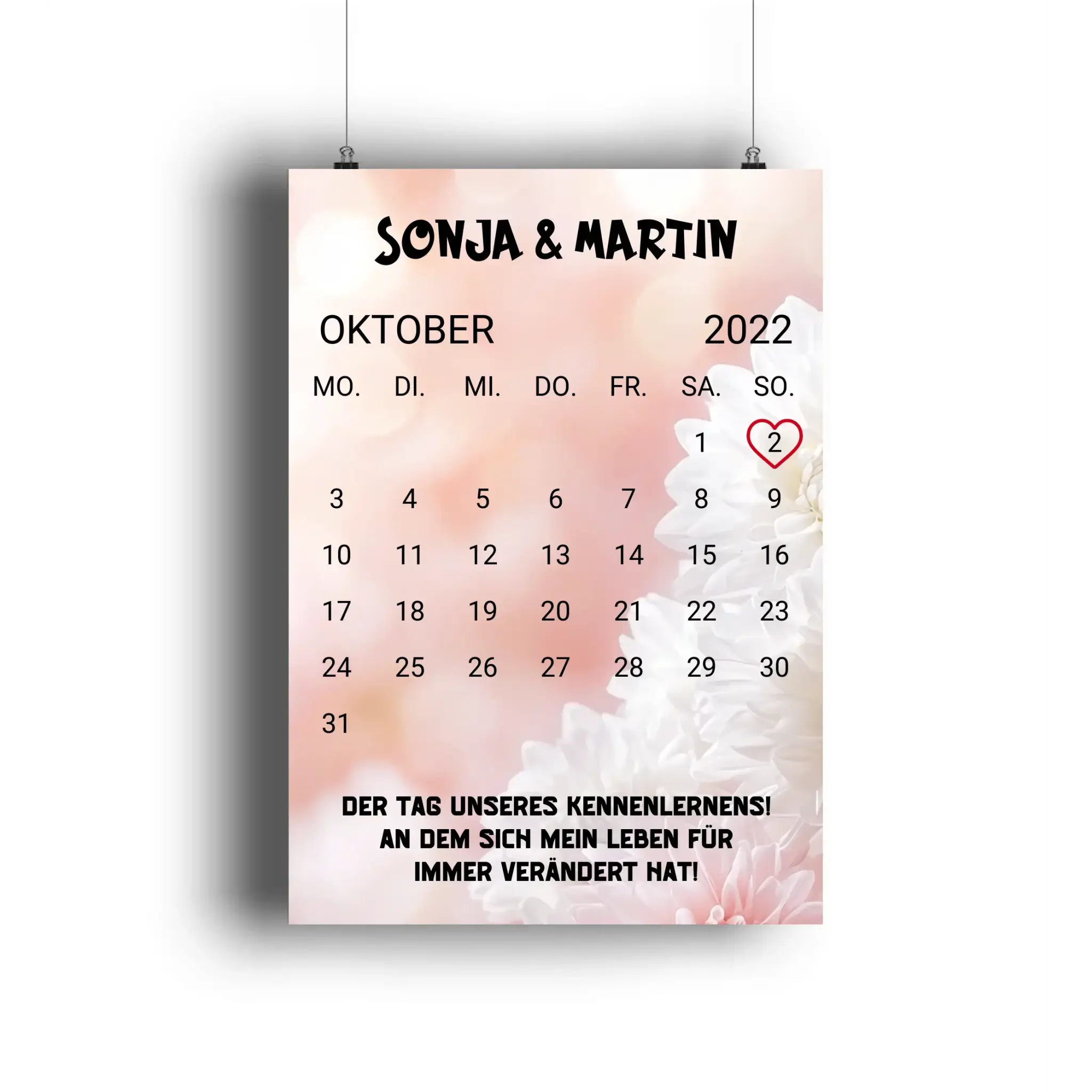 KALENDER-MOTIV mit Datum & Wunschtext • Poster DIN A1 A2 A3 A4 • personalisierbar 4 optionale Hintergründe