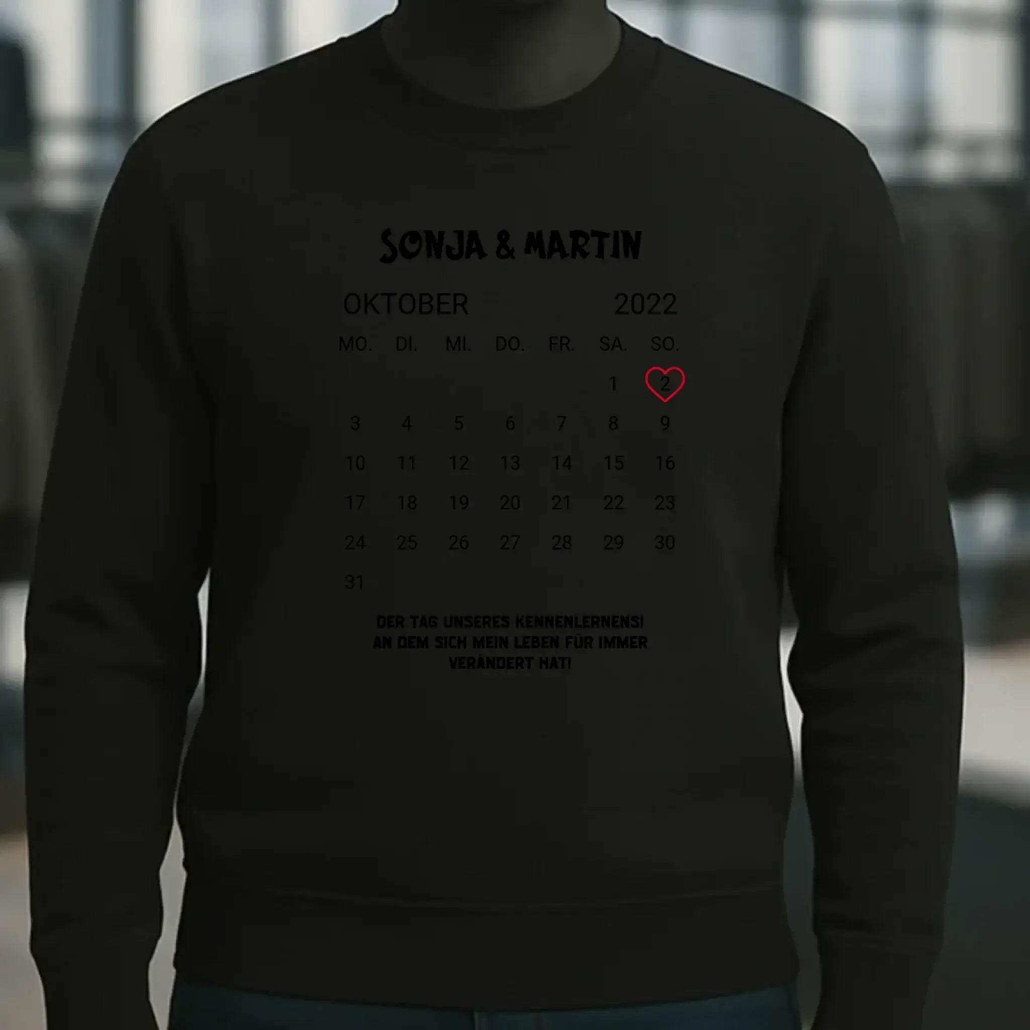 KALENDER-MOTIV mit Datum & Wunschtext • Unisex Sweatshirt für Damen und Herren • Bio • personalisiert