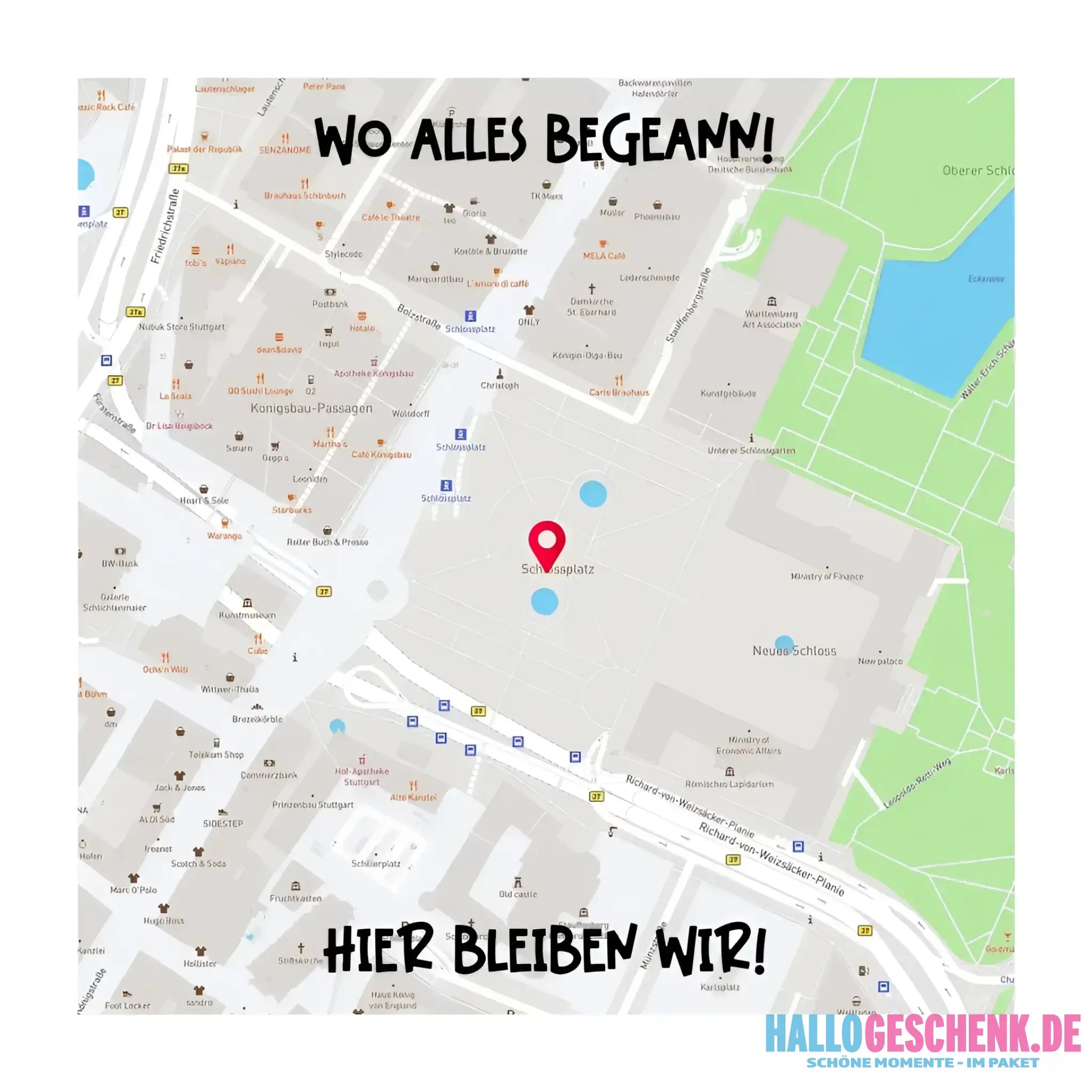 Karten-Generator Maps Quadrat mit echtem Ort und deinem Text • STICKER 20x20cm (Aufkleber) personalisiert - White
