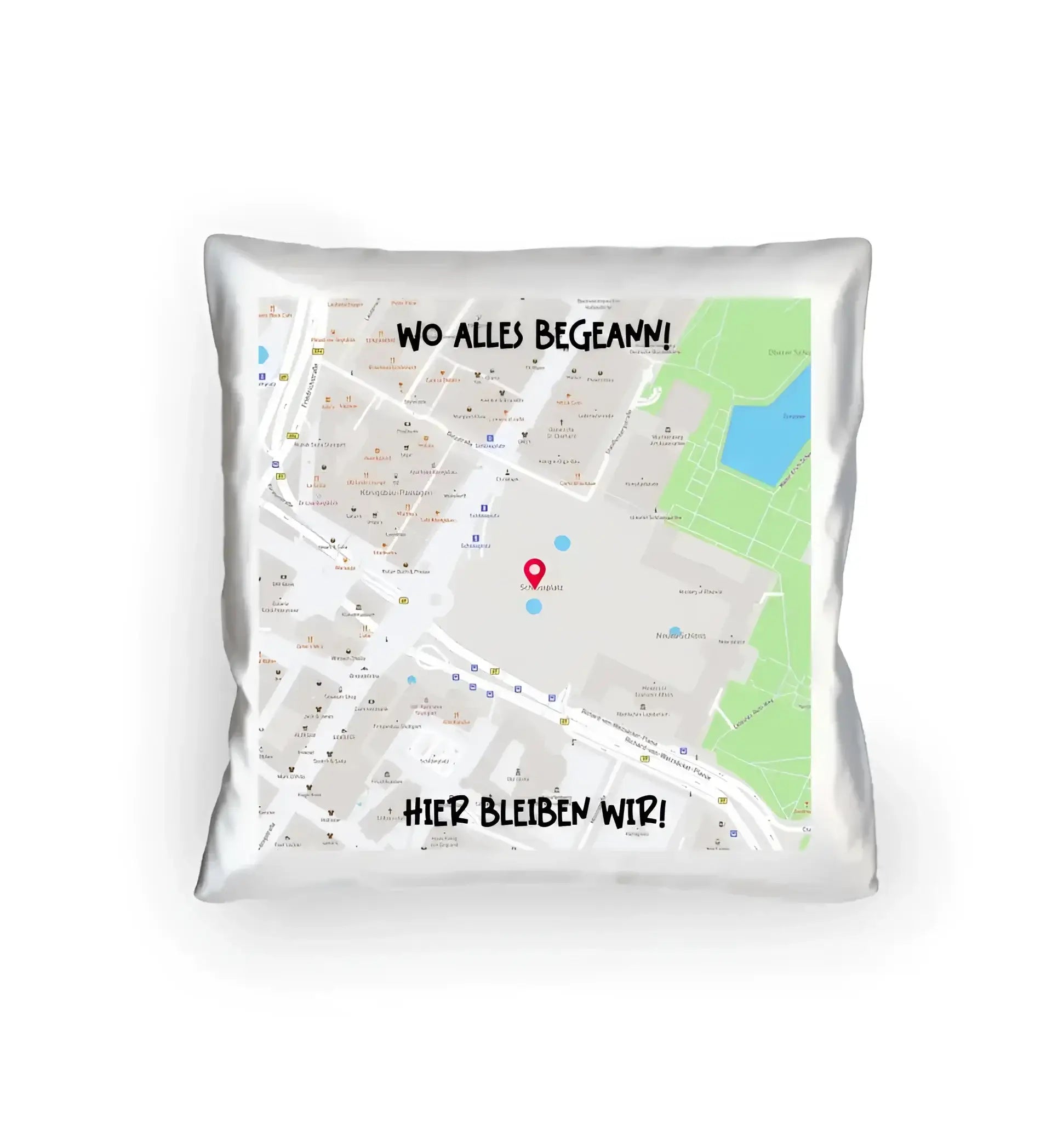 Karten-Generator Maps Quadrat mit echtem Ort und deinem Text • Kissen 40x40 cm • personalisiert - Kissen 40x40 cm