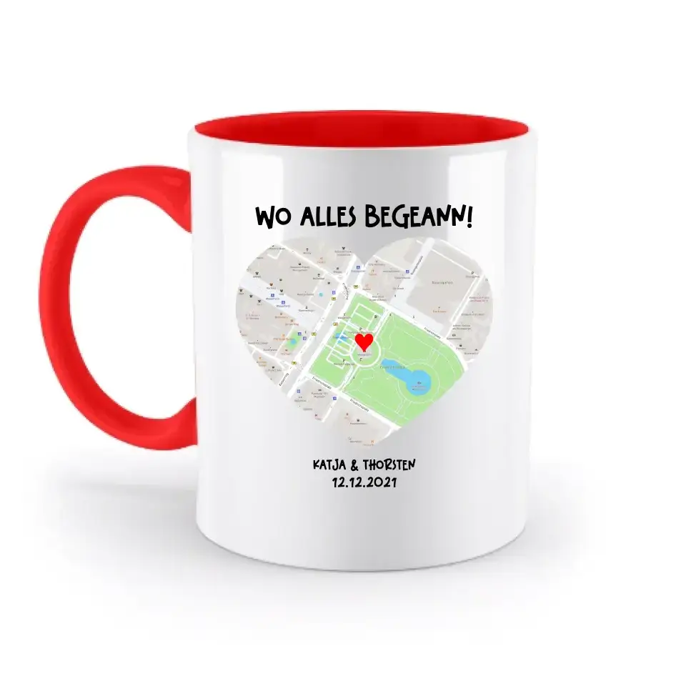 Karten-Generator mit echtem Ort und deinem Text • Karte • Maps • zweifarbige Tasse • Exklusivdesign • personalisiert