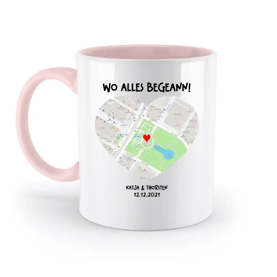 Karten-Generator mit echtem Ort und deinem Text • Karte • Maps • zweifarbige Tasse • Exklusivdesign • personalisiert