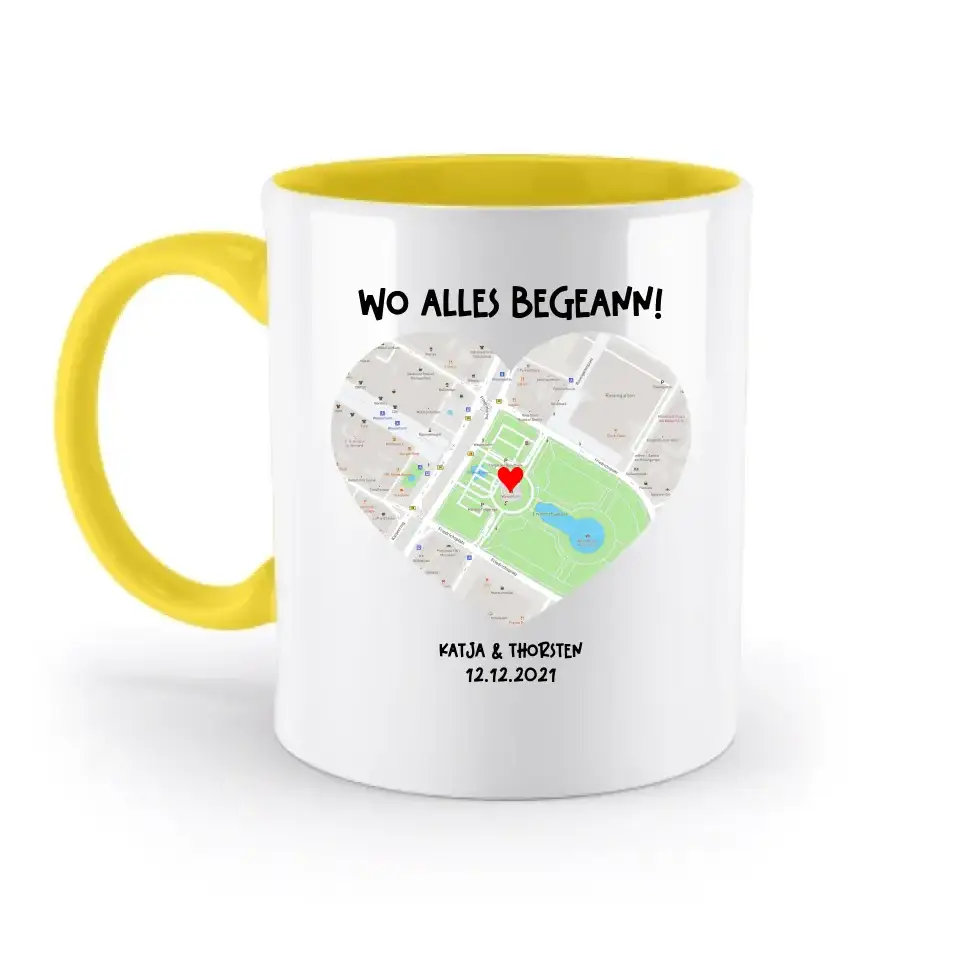Karten-Generator mit echtem Ort und deinem Text • Karte • Maps • zweifarbige Tasse • Exklusivdesign • personalisiert