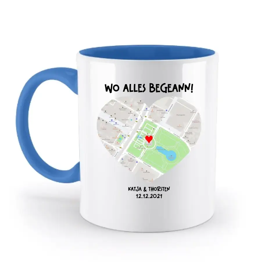 Karten-Generator mit echtem Ort und deinem Text • Karte • Maps • zweifarbige Tasse • Exklusivdesign • personalisiert