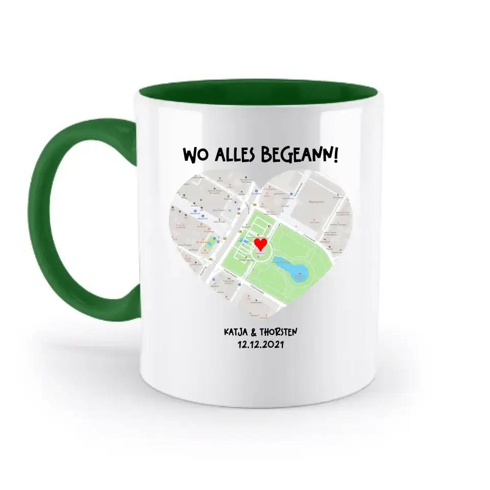 Karten-Generator mit echtem Ort und deinem Text • Karte • Maps • zweifarbige Tasse • Exklusivdesign • personalisiert
