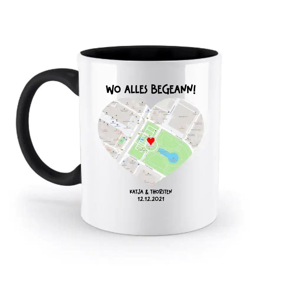 Karten-Generator mit echtem Ort und deinem Text • Karte • Maps • zweifarbige Tasse • Exklusivdesign • personalisiert