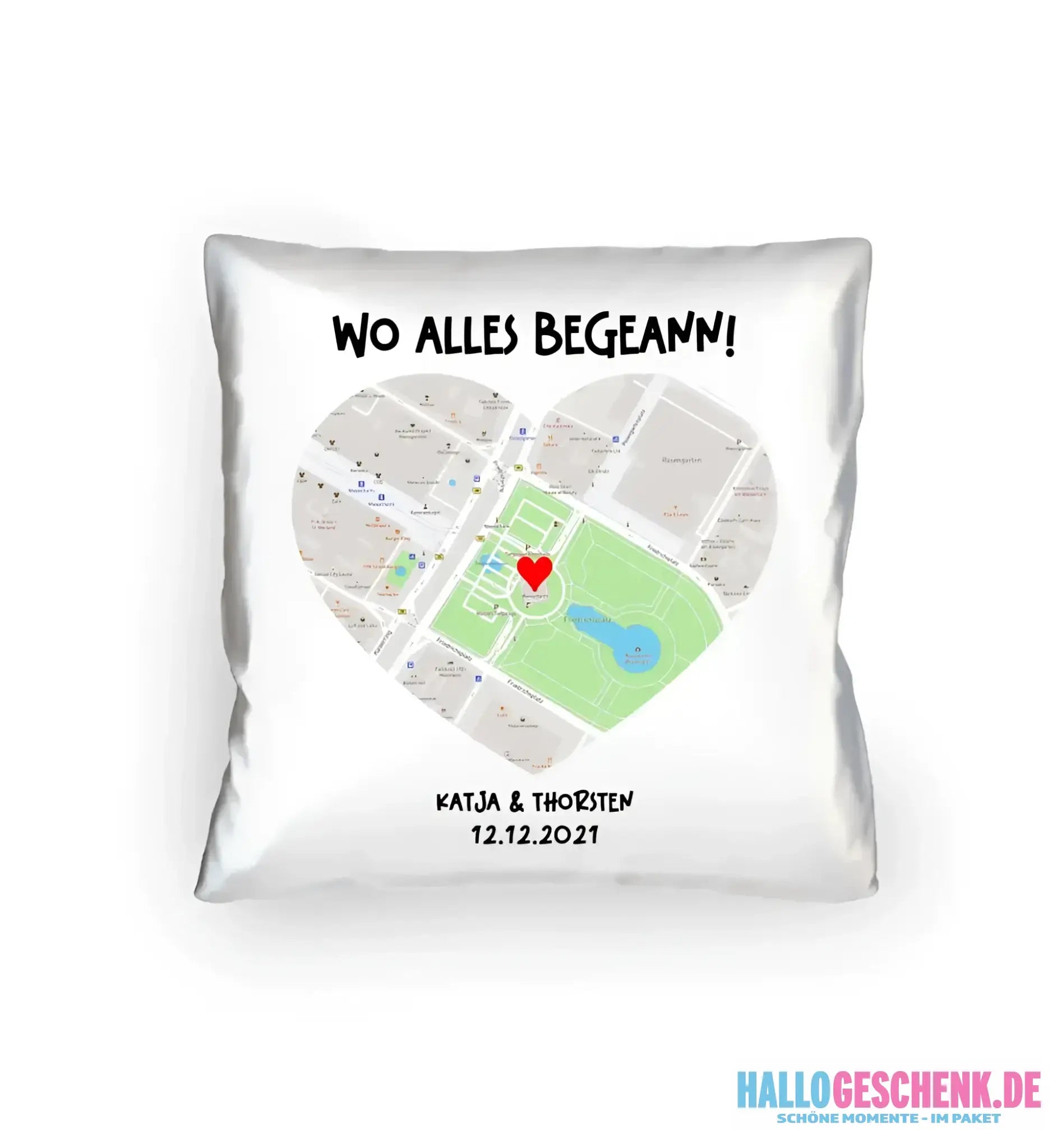 Karten-Generator mit echtem Ort und deinem Text • Karte • Maps • Kissen 40x40 cm • personalisiert - Kissen 40x40 cm