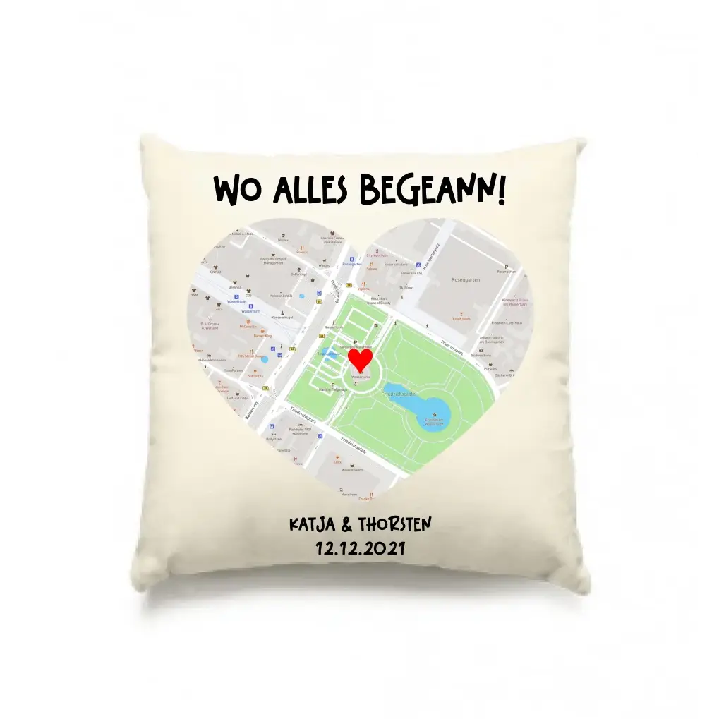 Karten-Generator mit echtem Ort und deinem Text • Karte • Maps • Kissen 40x40 cm • personalisiert