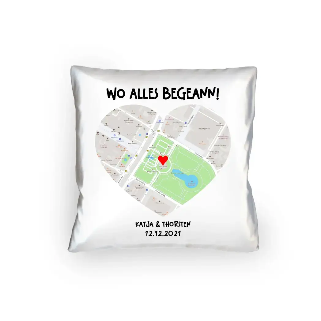 Karten-Generator mit echtem Ort und deinem Text • Karte • Maps • Kissen 40x40 cm • personalisiert
