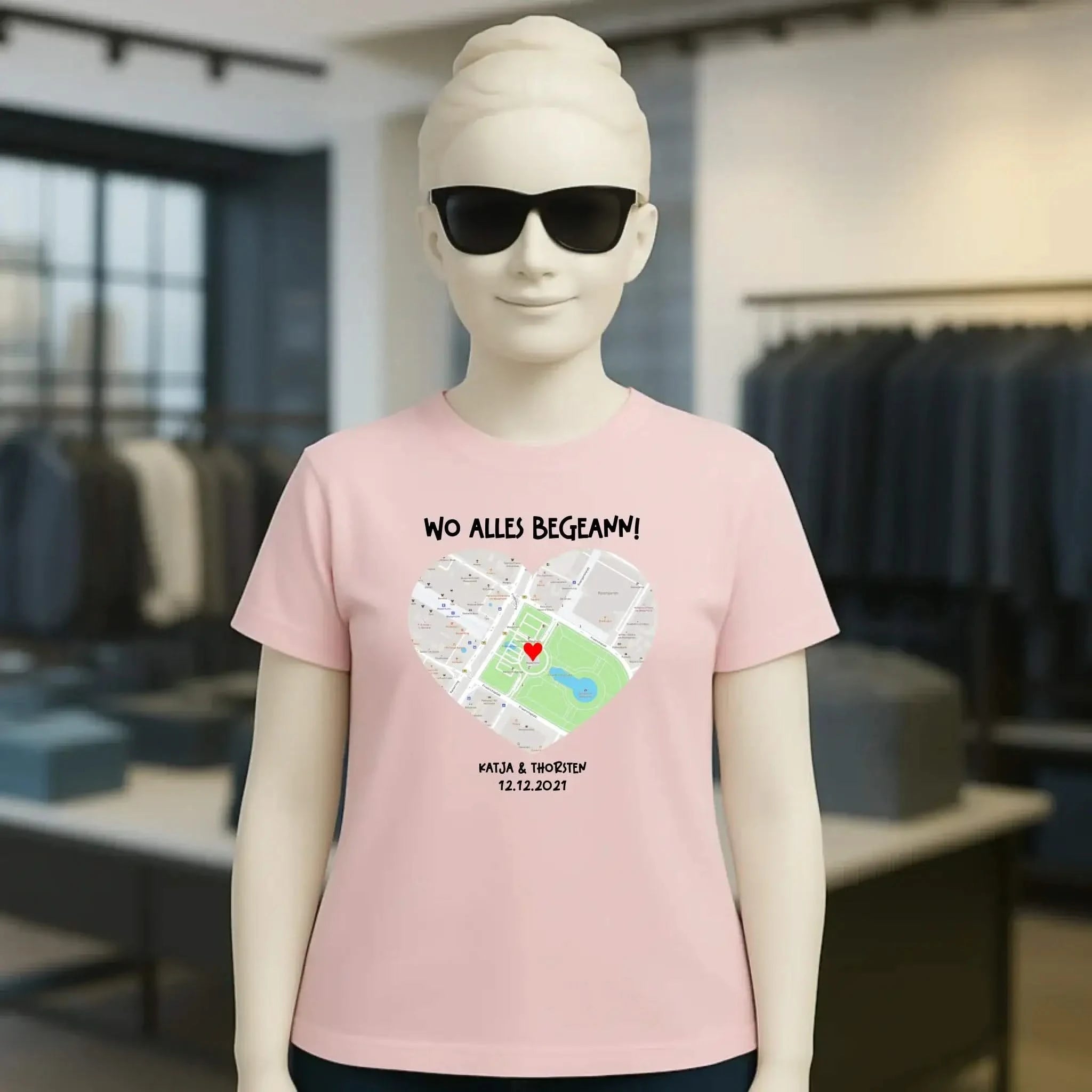 Karten-Generator mit echtem Ort und deinem Text • Karte • Maps • Ladies Premium T-Shirt XS-2XL aus Bio-Baumwolle für Damen • Exklusivdesign • personalisiert