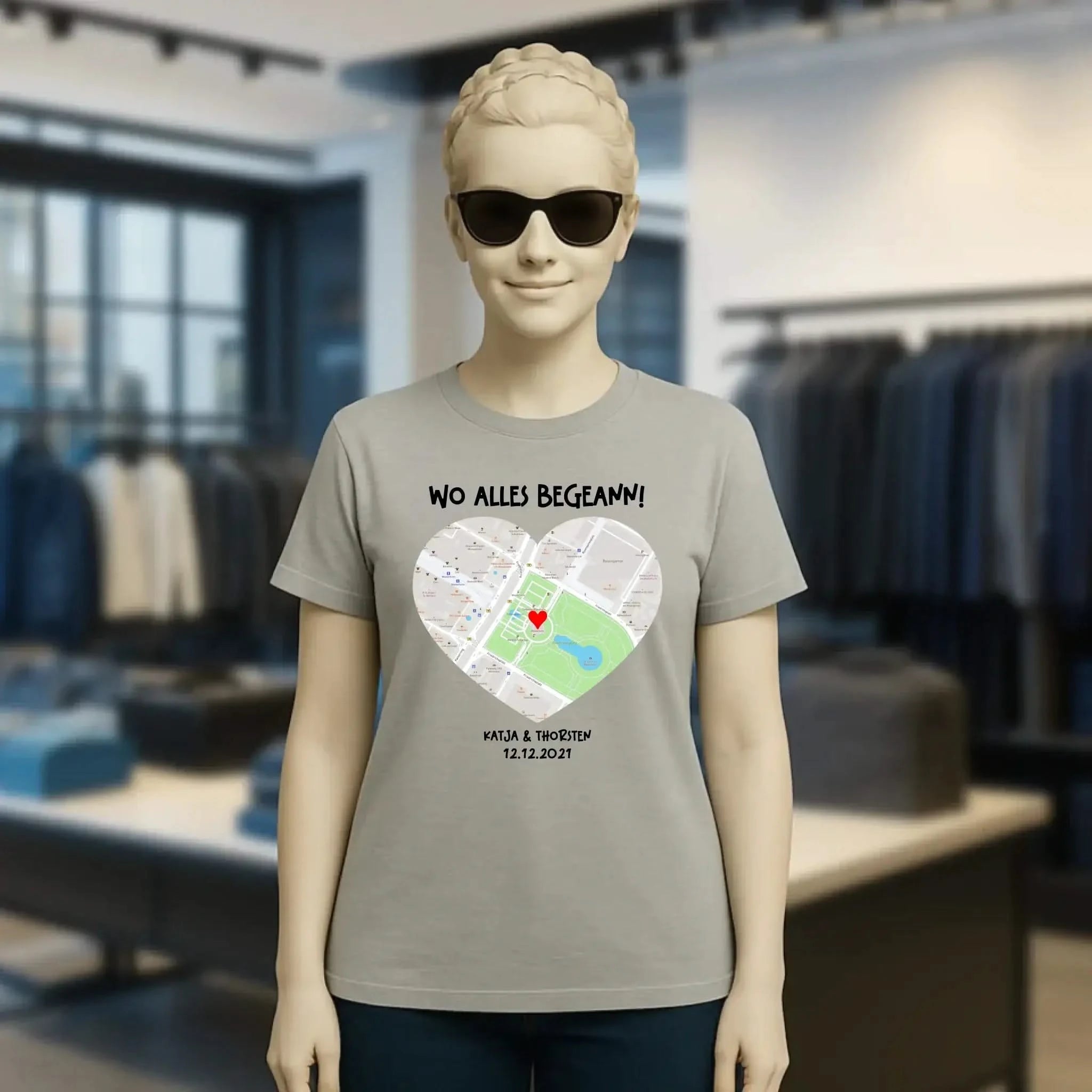 Karten-Generator mit echtem Ort und deinem Text • Karte • Maps • Ladies Premium T-Shirt XS-2XL aus Bio-Baumwolle für Damen • Exklusivdesign • personalisiert