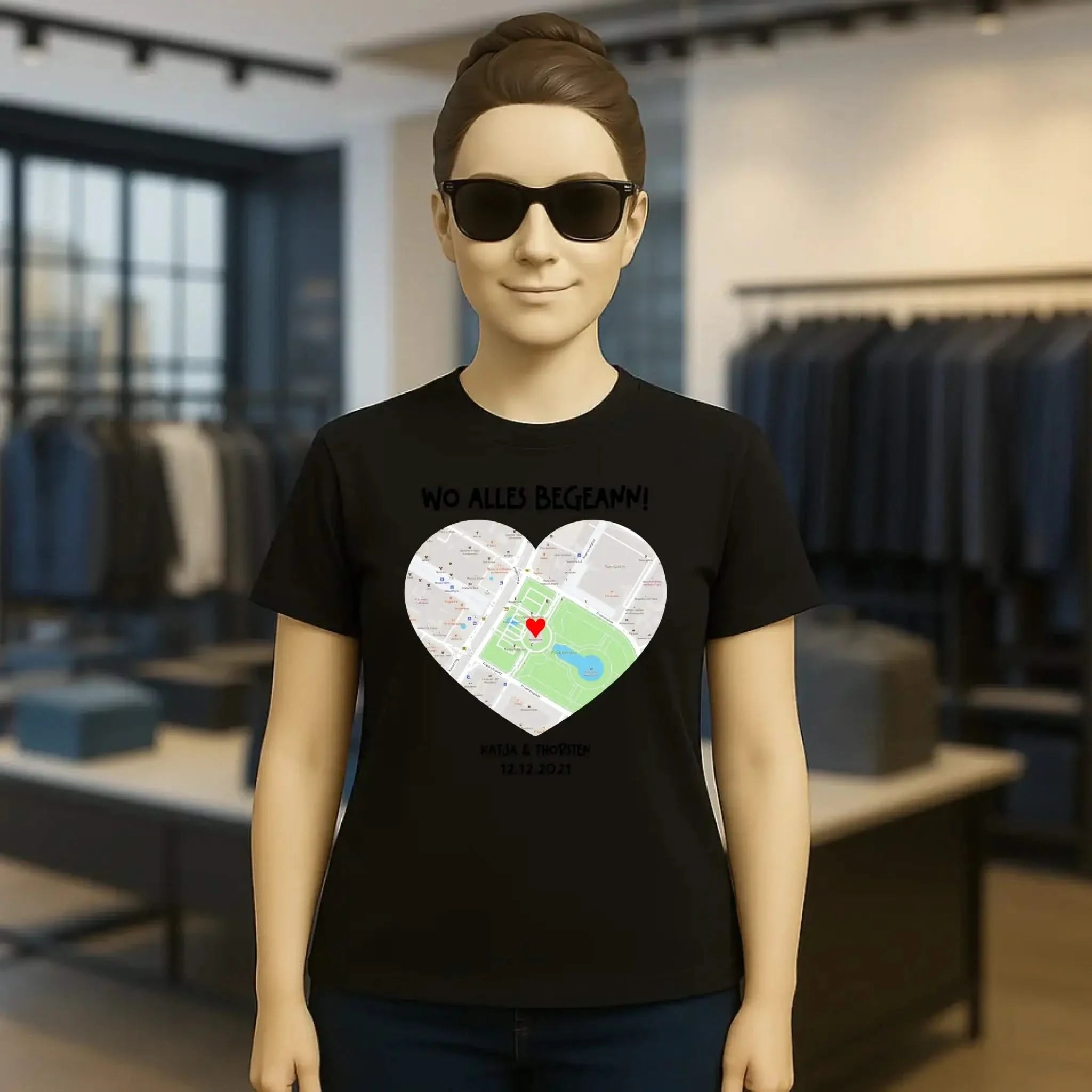 Karten-Generator mit echtem Ort und deinem Text • Karte • Maps • Ladies Premium T-Shirt XS-2XL aus Bio-Baumwolle für Damen • Exklusivdesign • personalisiert