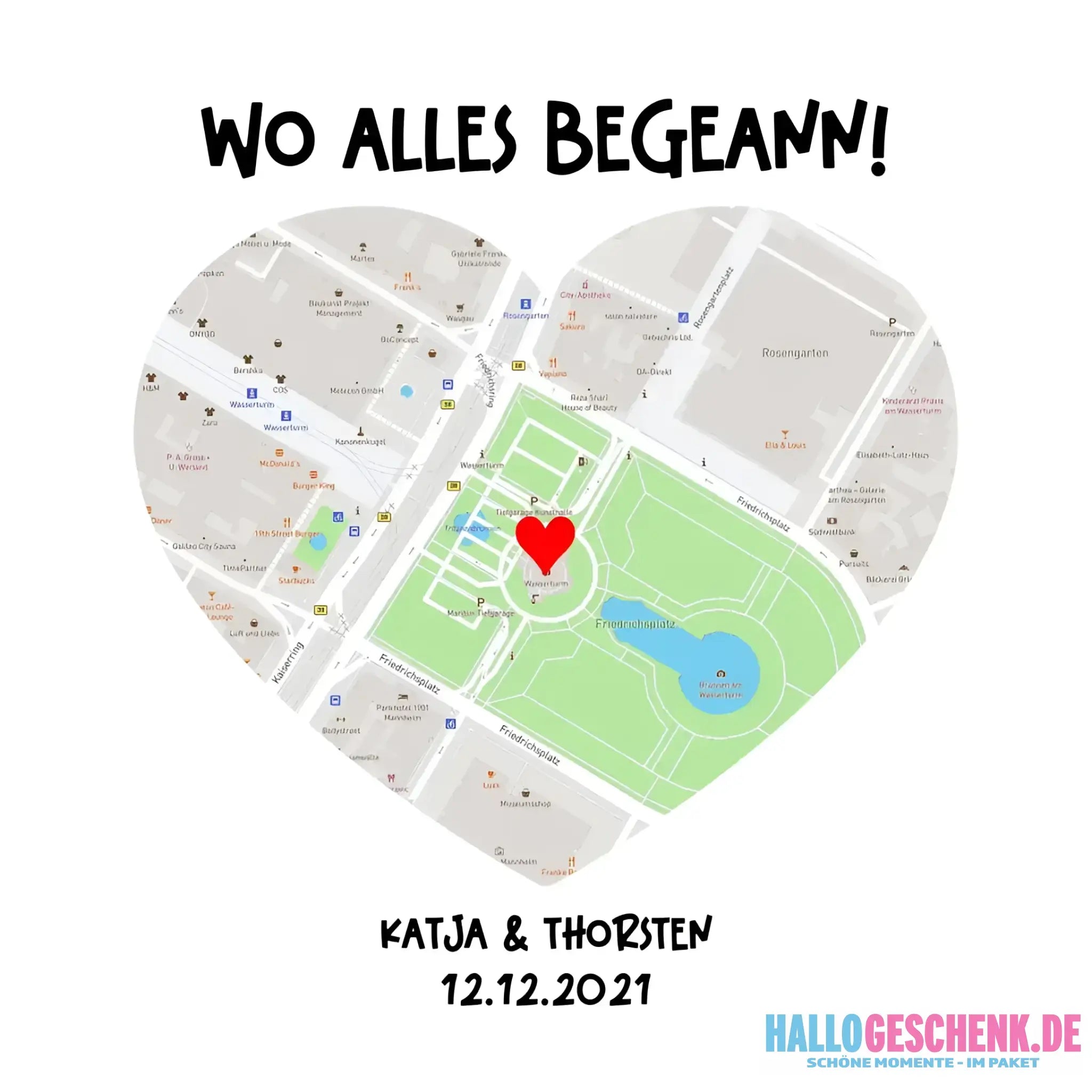 Karten-Generator mit echtem Ort und deinem Text • Karte • Maps • STICKER 20x20cm (Aufkleber) personalisiert - White