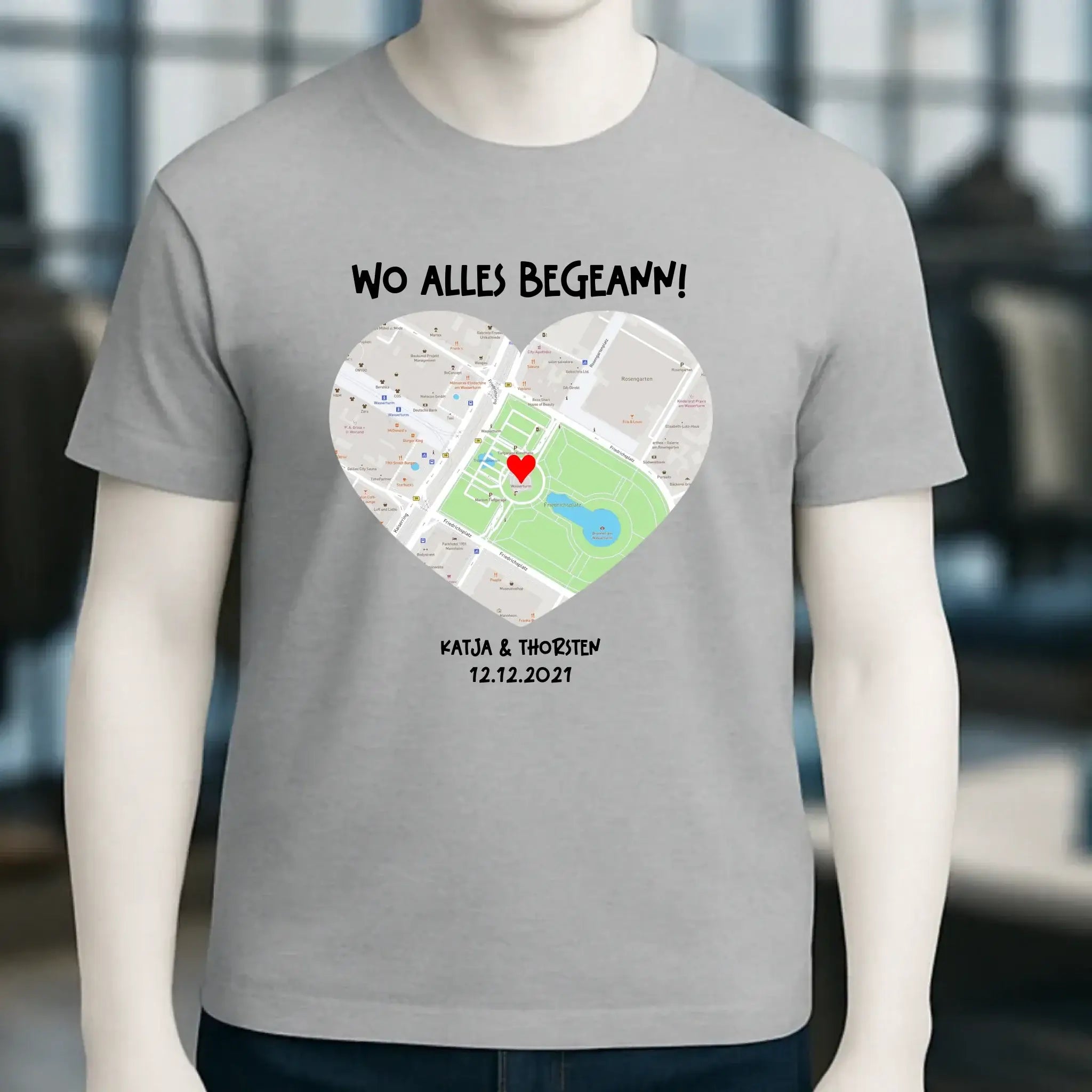 Karten-Generator mit echtem Ort und deinem Text • Karte • Maps • Unisex Premium T-Shirt XS-5XL aus Bio-Baumwolle für Damen & Herren • Exklusivdesign • personalisiert