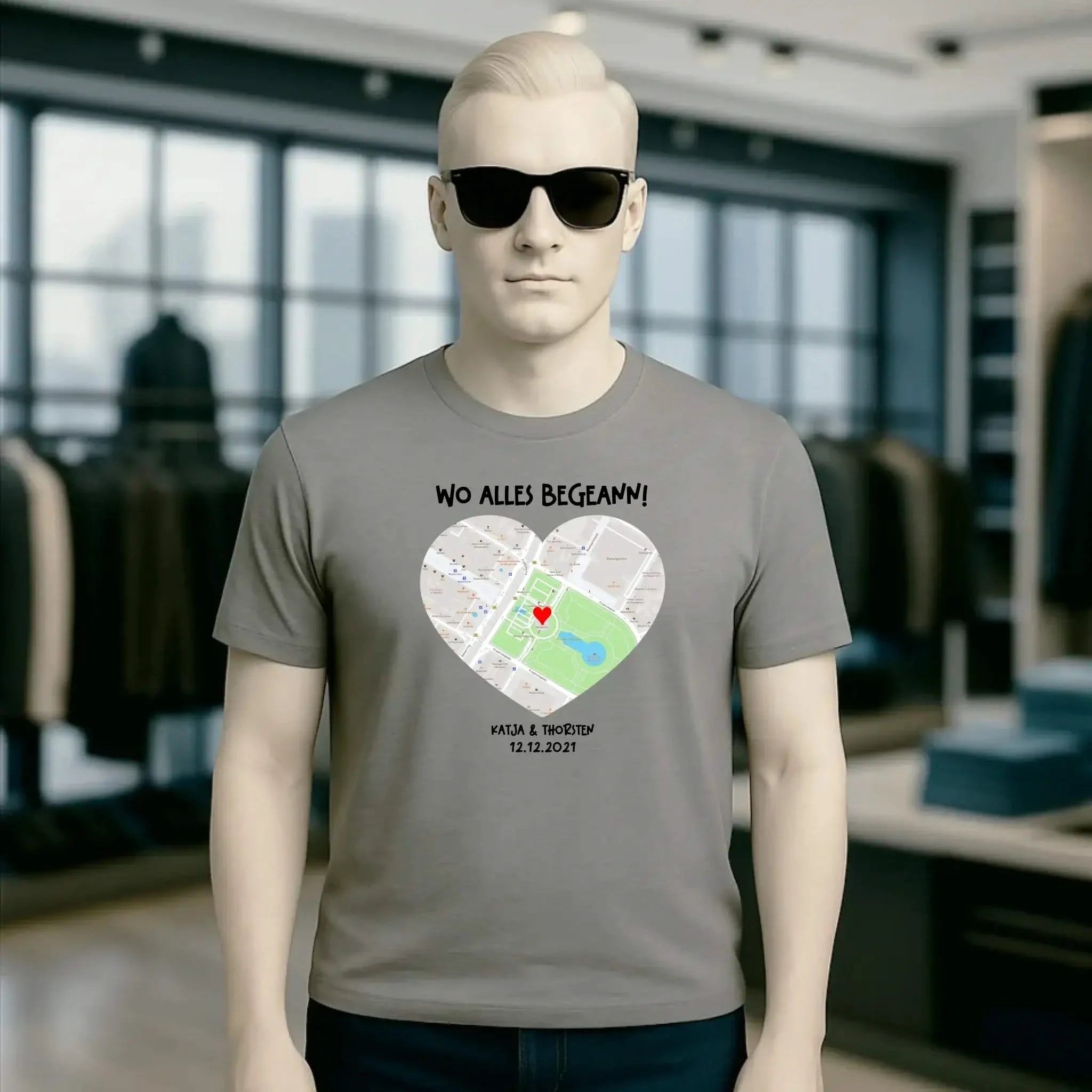 Karten-Generator mit echtem Ort und deinem Text • Karte • Maps • Unisex Premium T-Shirt XS-5XL aus Bio-Baumwolle für Damen & Herren • Exklusivdesign • personalisiert