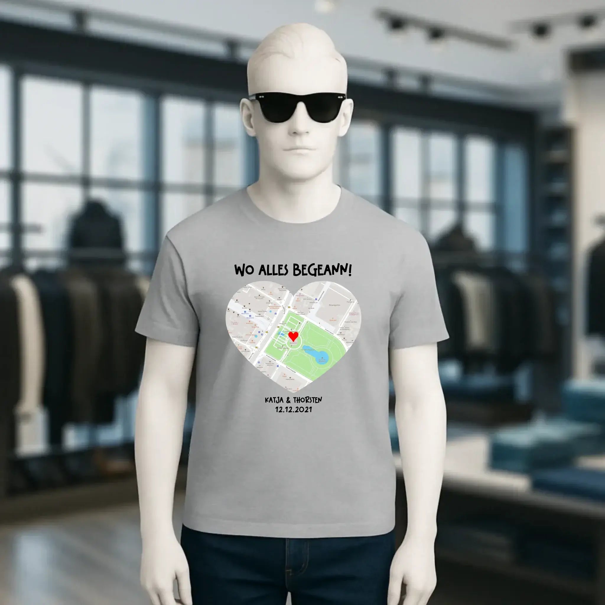 Karten-Generator mit echtem Ort und deinem Text • Karte • Maps • Unisex Premium T-Shirt XS-5XL aus Bio-Baumwolle für Damen & Herren • Exklusivdesign • personalisiert